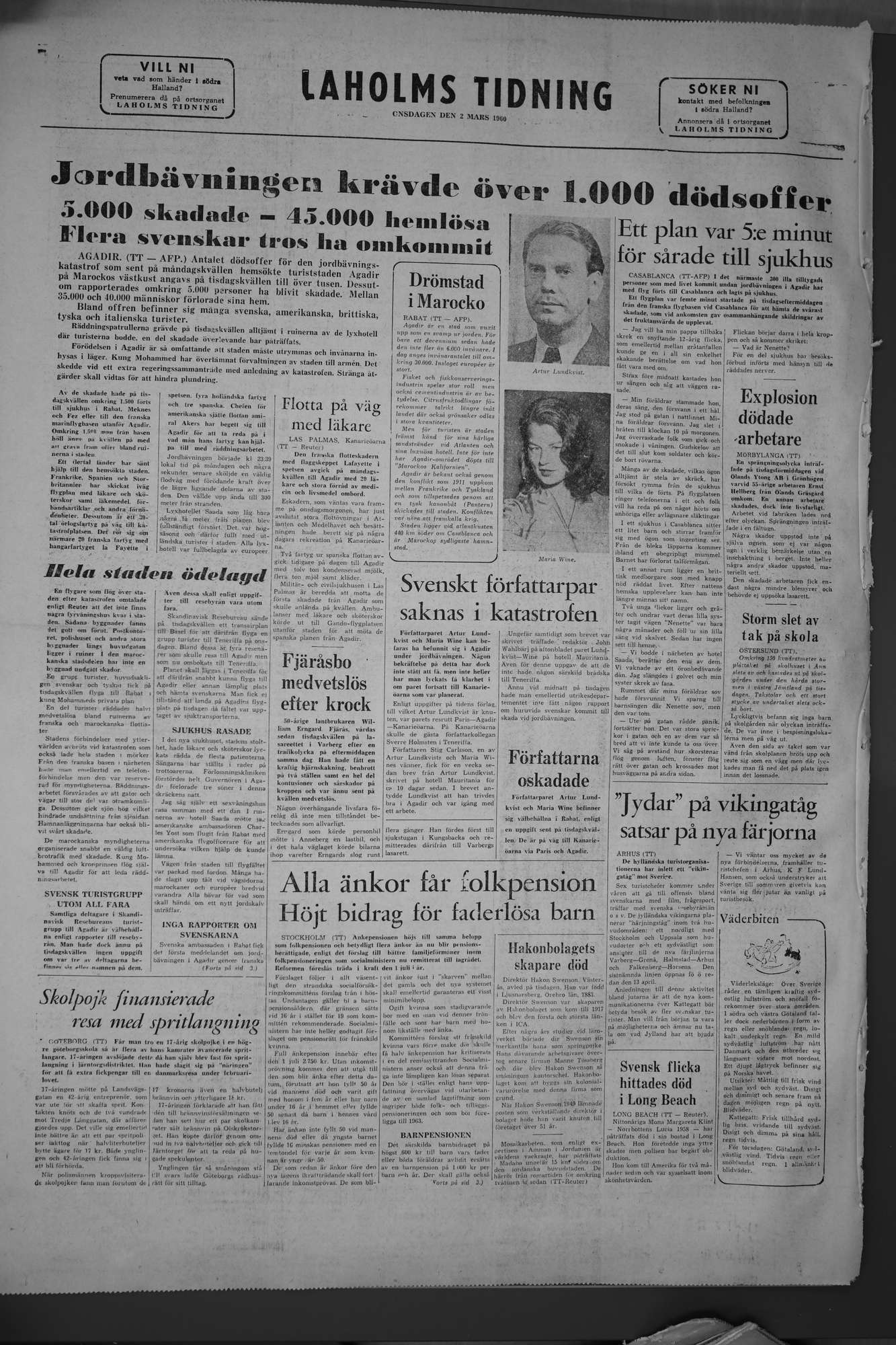 Laholms Tidning Onsdag 2 mars 1960, sida 8