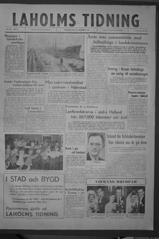 Förstasidan, Tisdag 20 december 1960