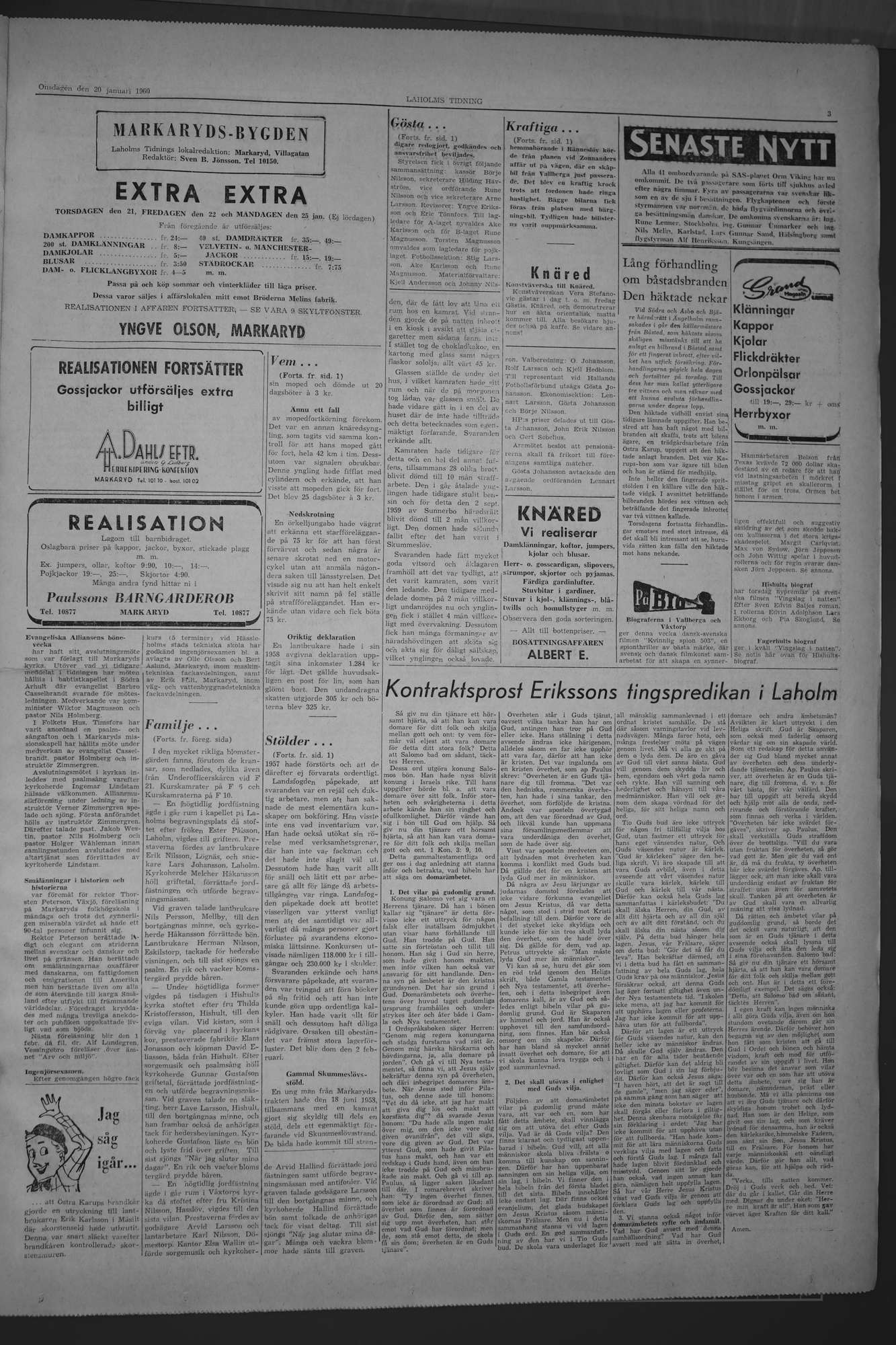 Laholms Tidning Onsdag 20 januari 1960, sida 3