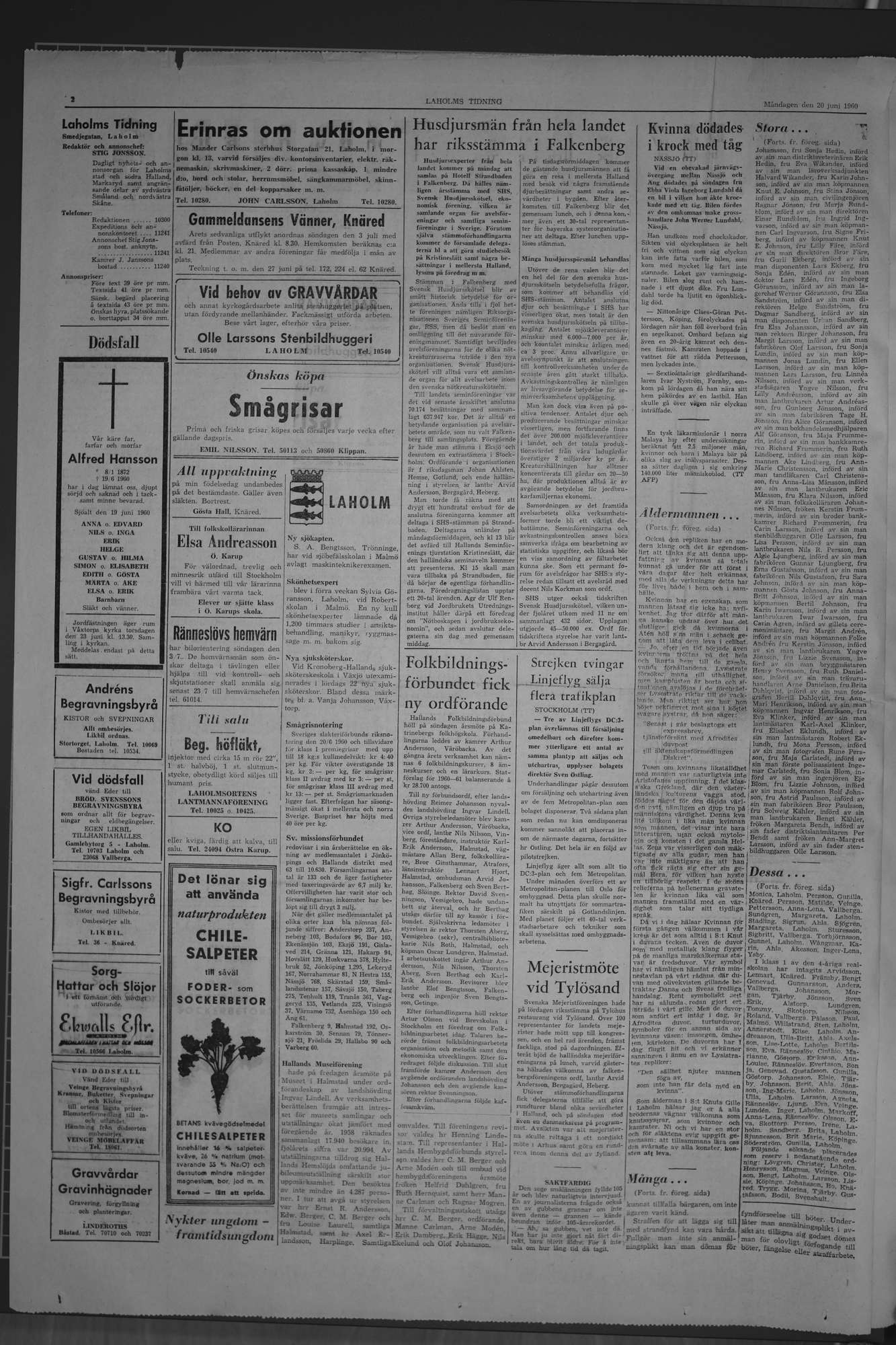 Laholms Tidning Måndag 20 juni 1960, sida 2