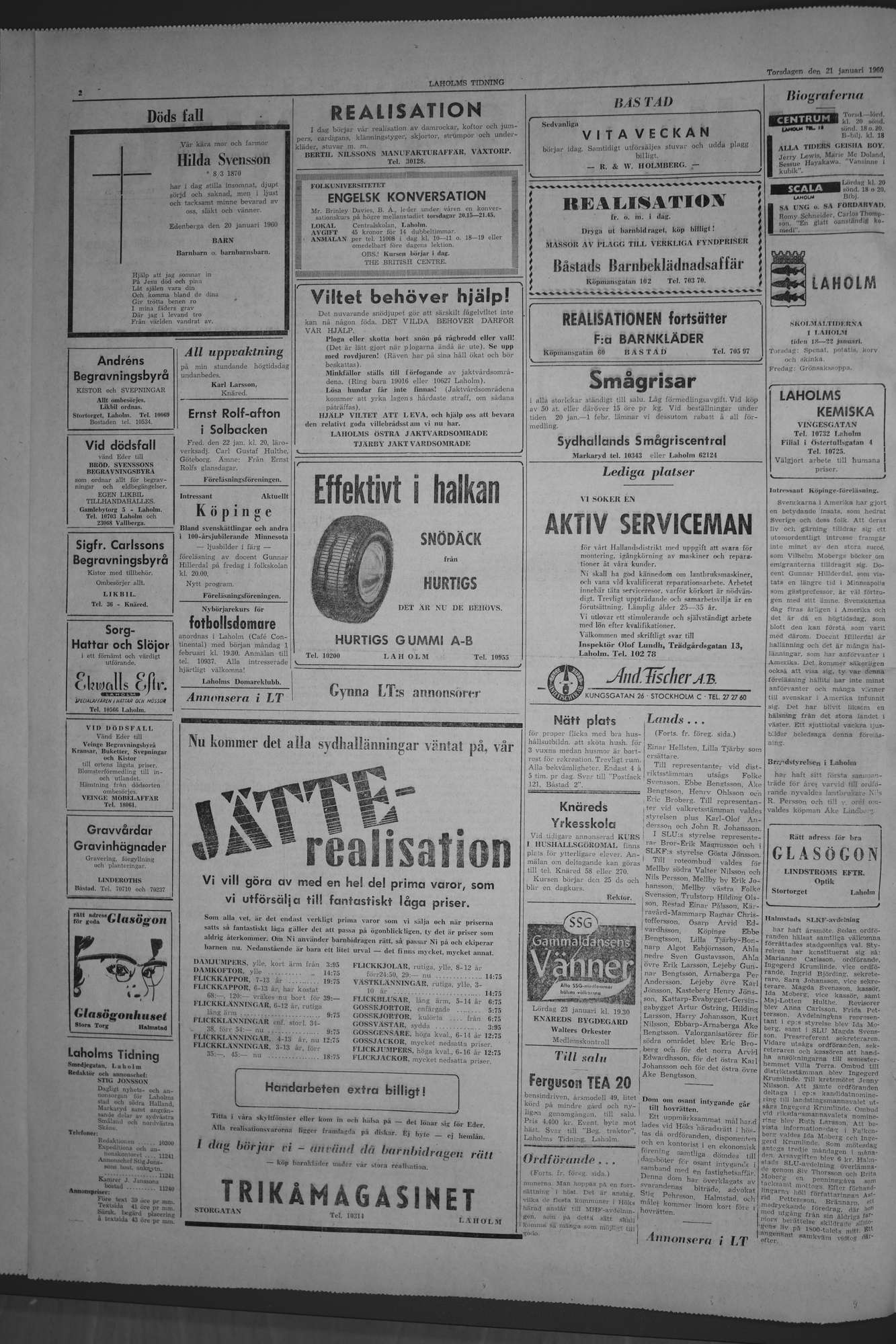 Laholms Tidning Torsdag 21 januari 1960, sida 2
