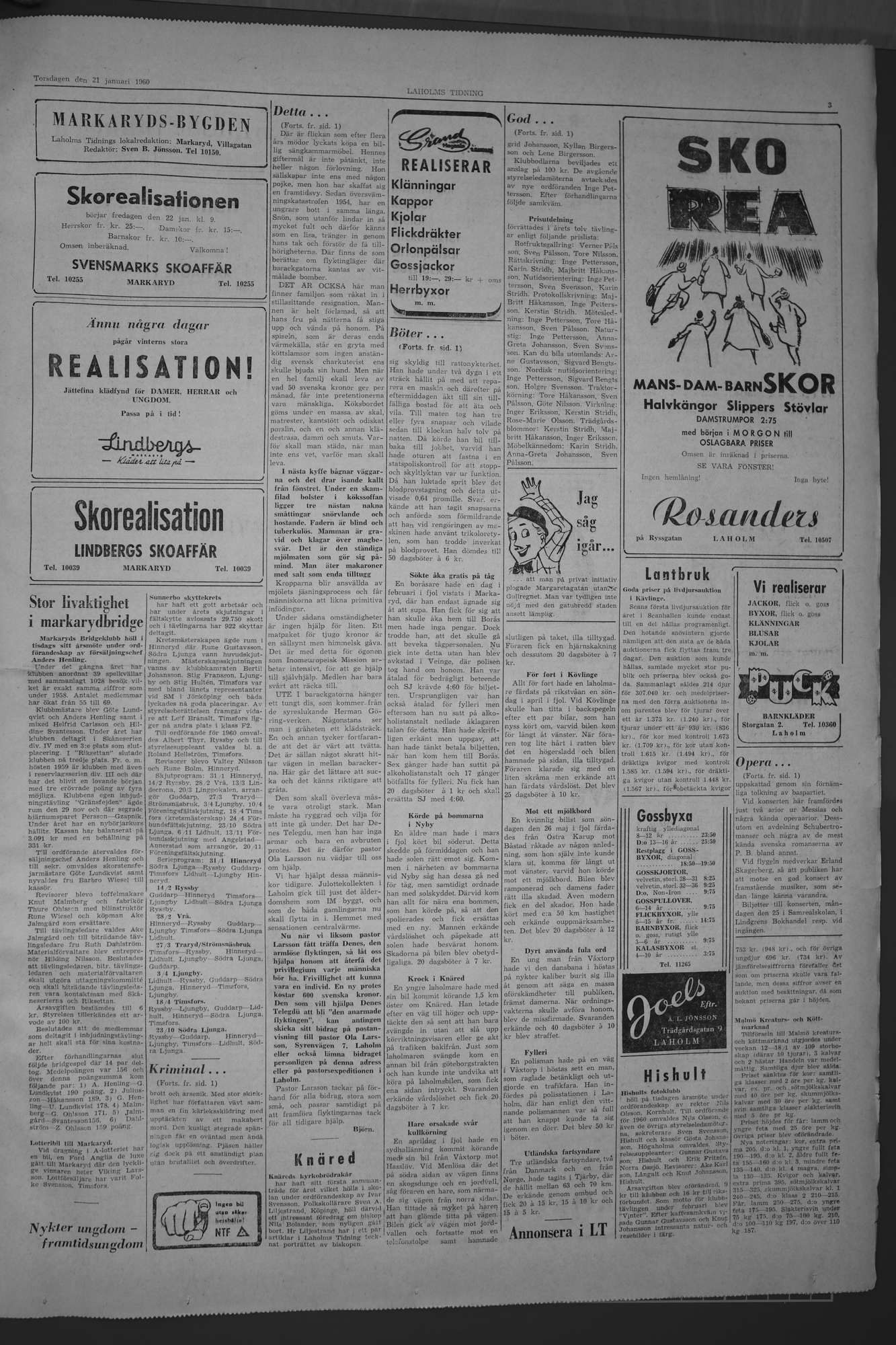 Laholms Tidning Torsdag 21 januari 1960, sida 3