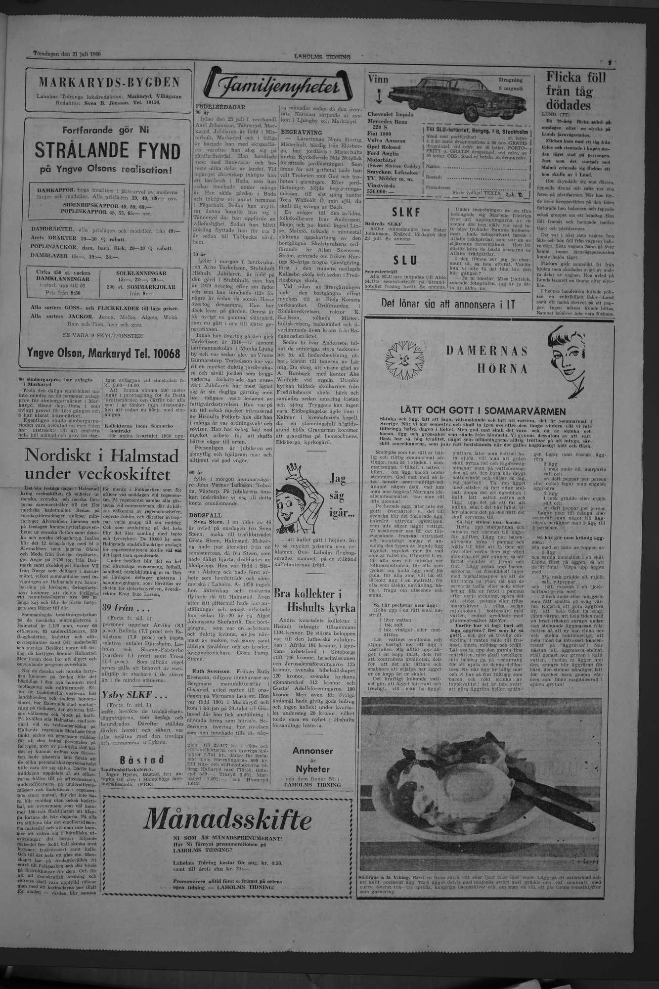 Laholms Tidning Torsdag 21 juli 1960, sida 3