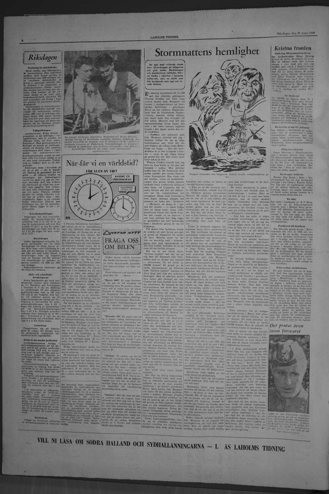 Laholms Tidning Måndag 21 mars 1960, sida 4