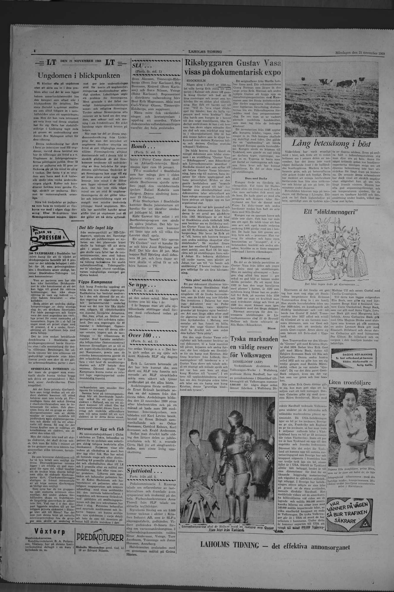 Laholms Tidning Måndag 21 november 1960, sida 4
