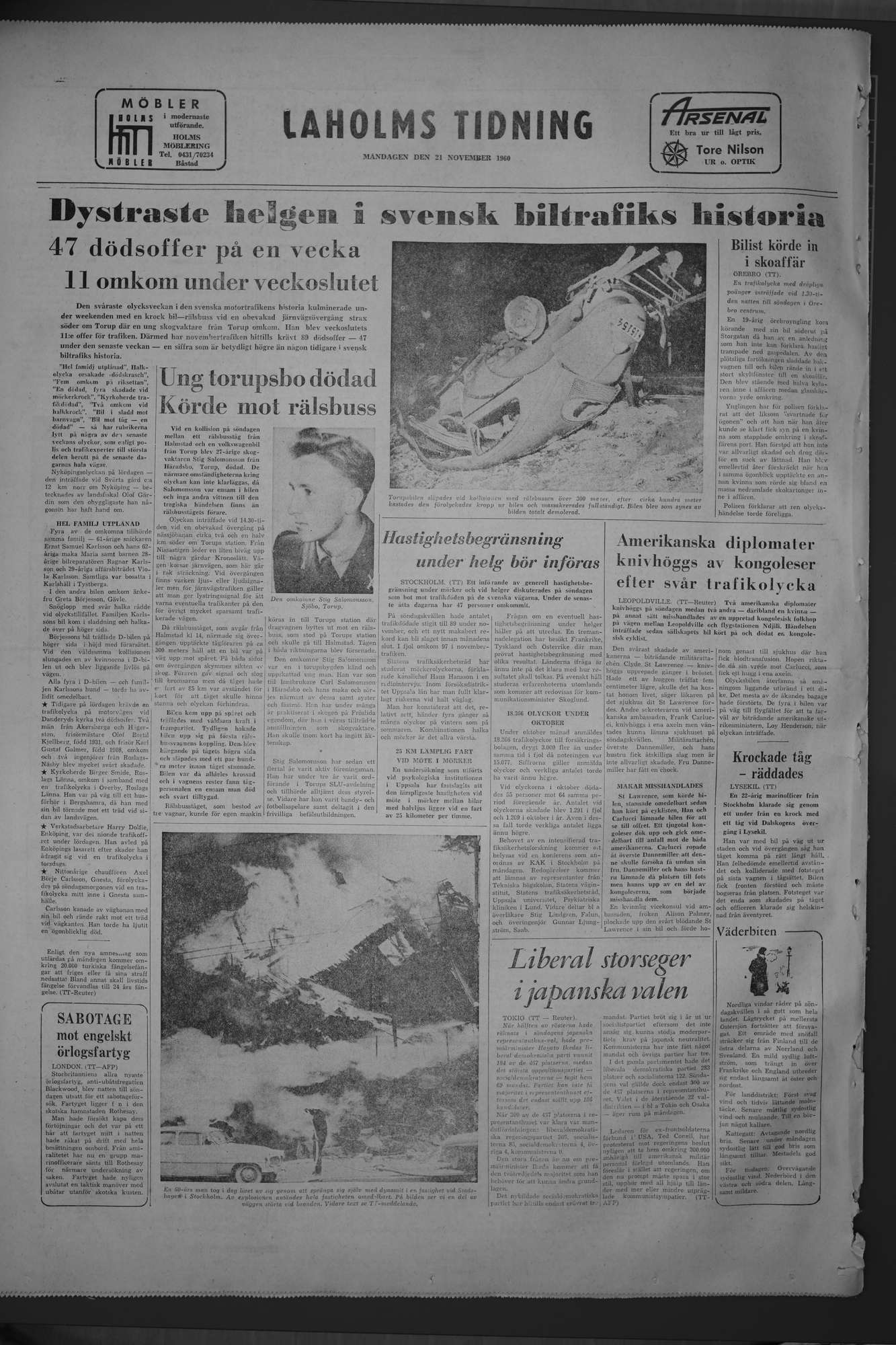 Laholms Tidning Måndag 21 november 1960, sida 8