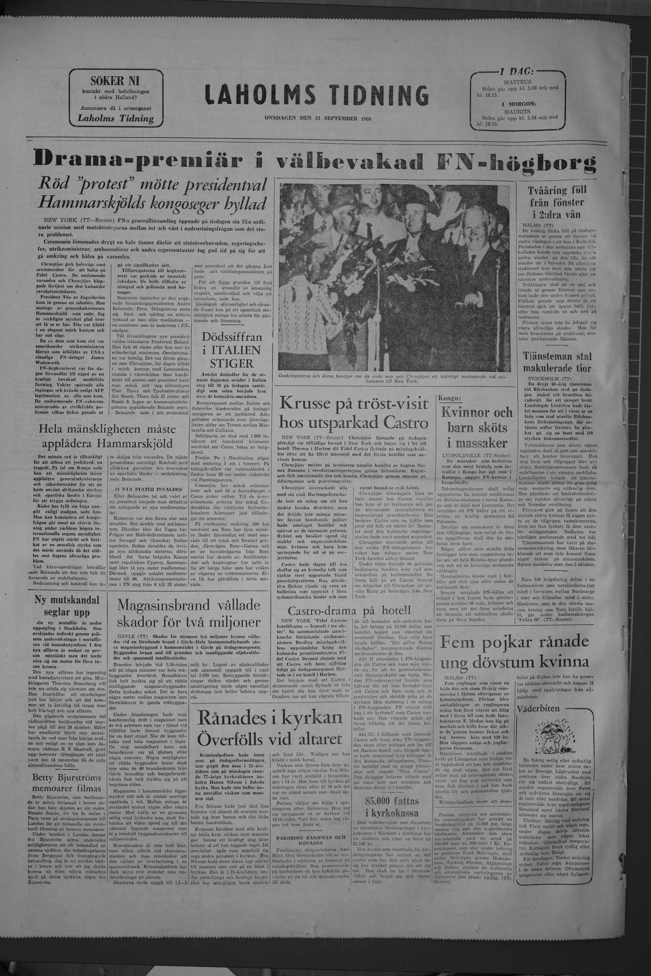 Laholms Tidning Onsdag 21 september 1960, sida 8