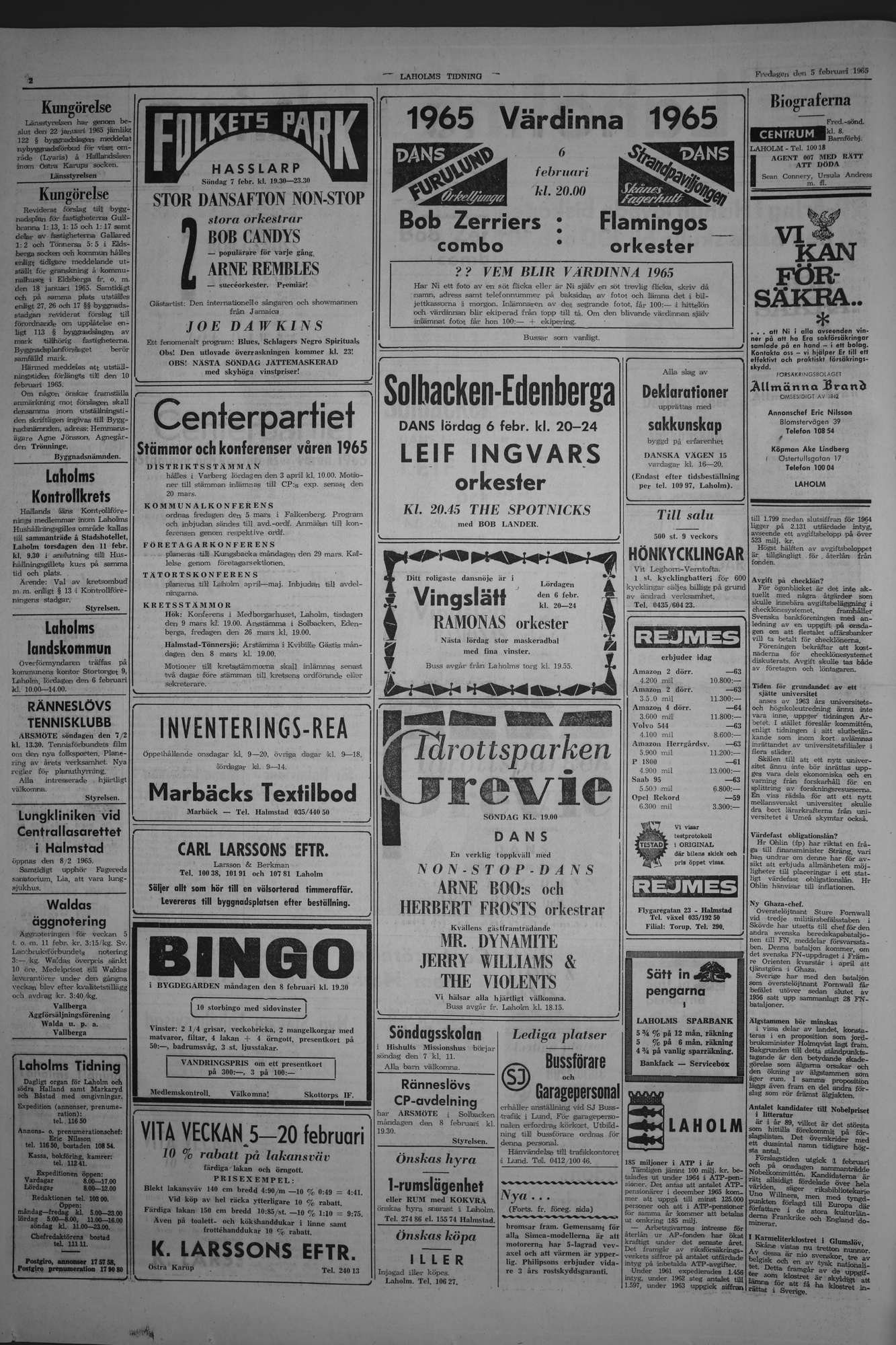 Laholms Tidning Fredag 5 februari 1965, sida 2