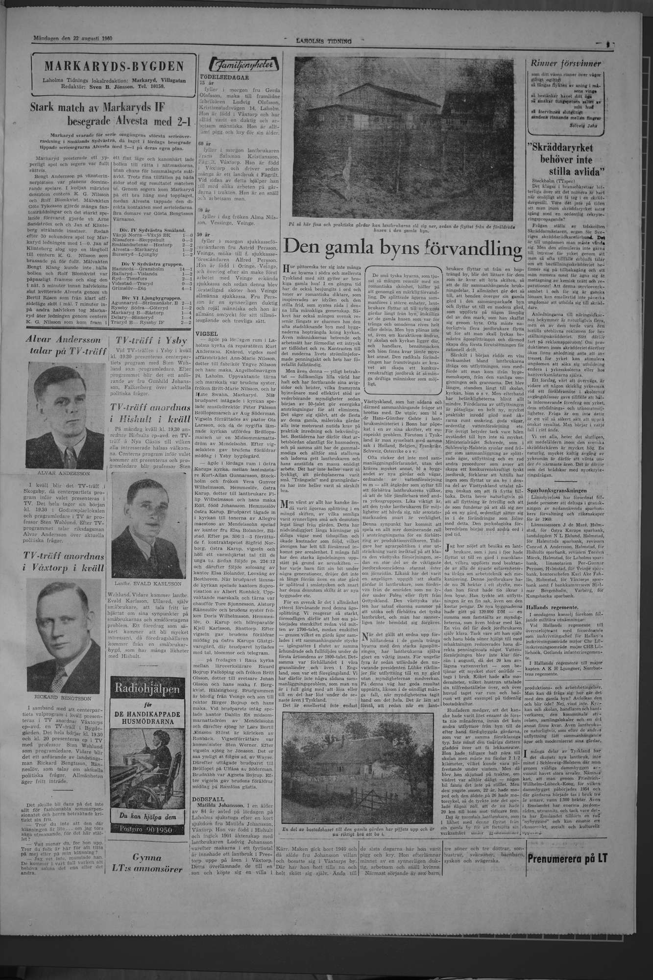 Laholms Tidning Måndag 22 augusti 1960, sida 3