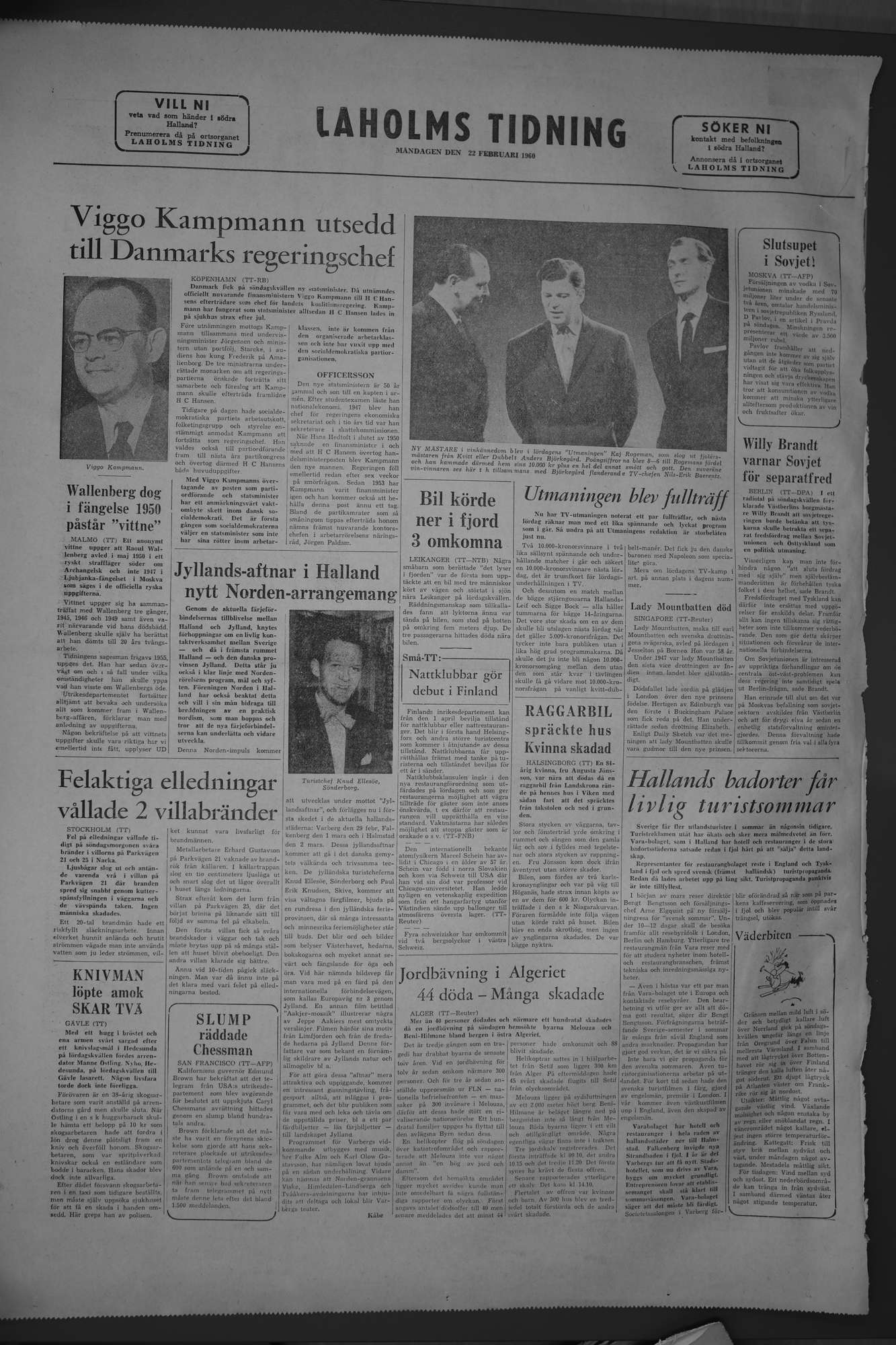 Laholms Tidning Måndag 22 februari 1960, sida 8