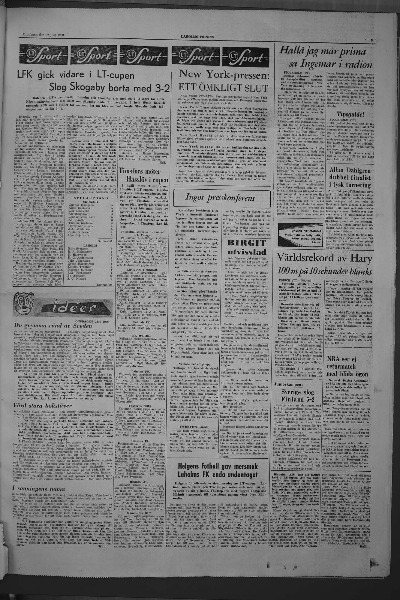 Laholms Tidning Onsdag 22 juni 1960, sida 5