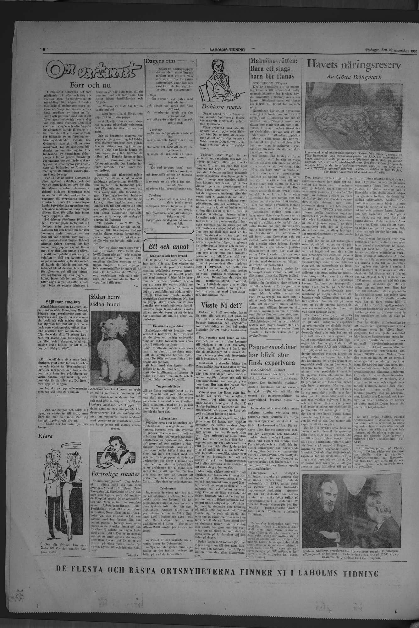 Laholms Tidning Tisdag 22 november 1960, sida 6