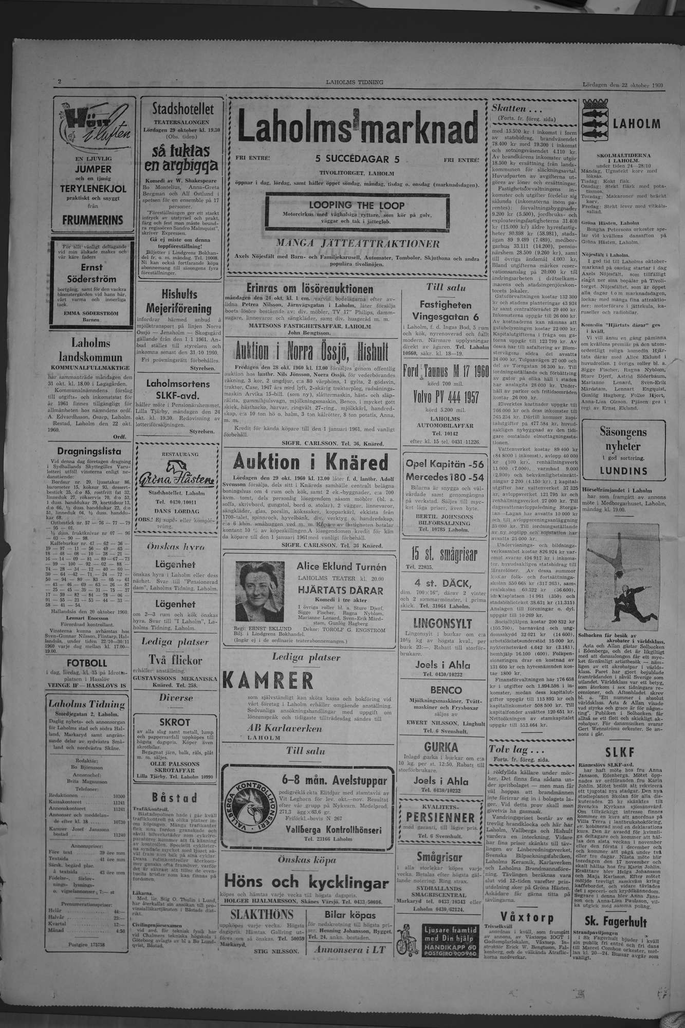 Laholms Tidning Lördag 22 oktober 1960, sida 2