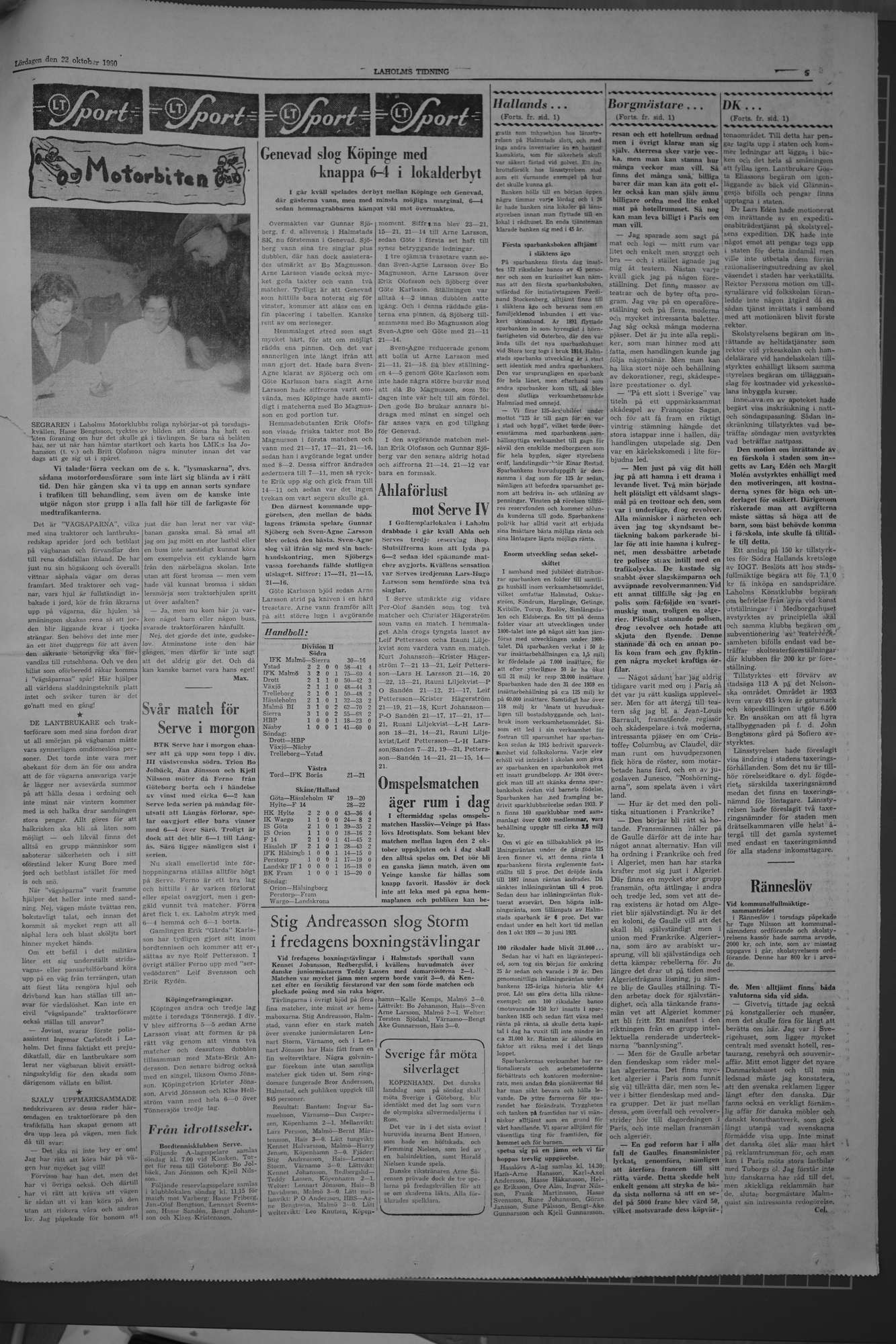 Laholms Tidning Lördag 22 oktober 1960, sida 5