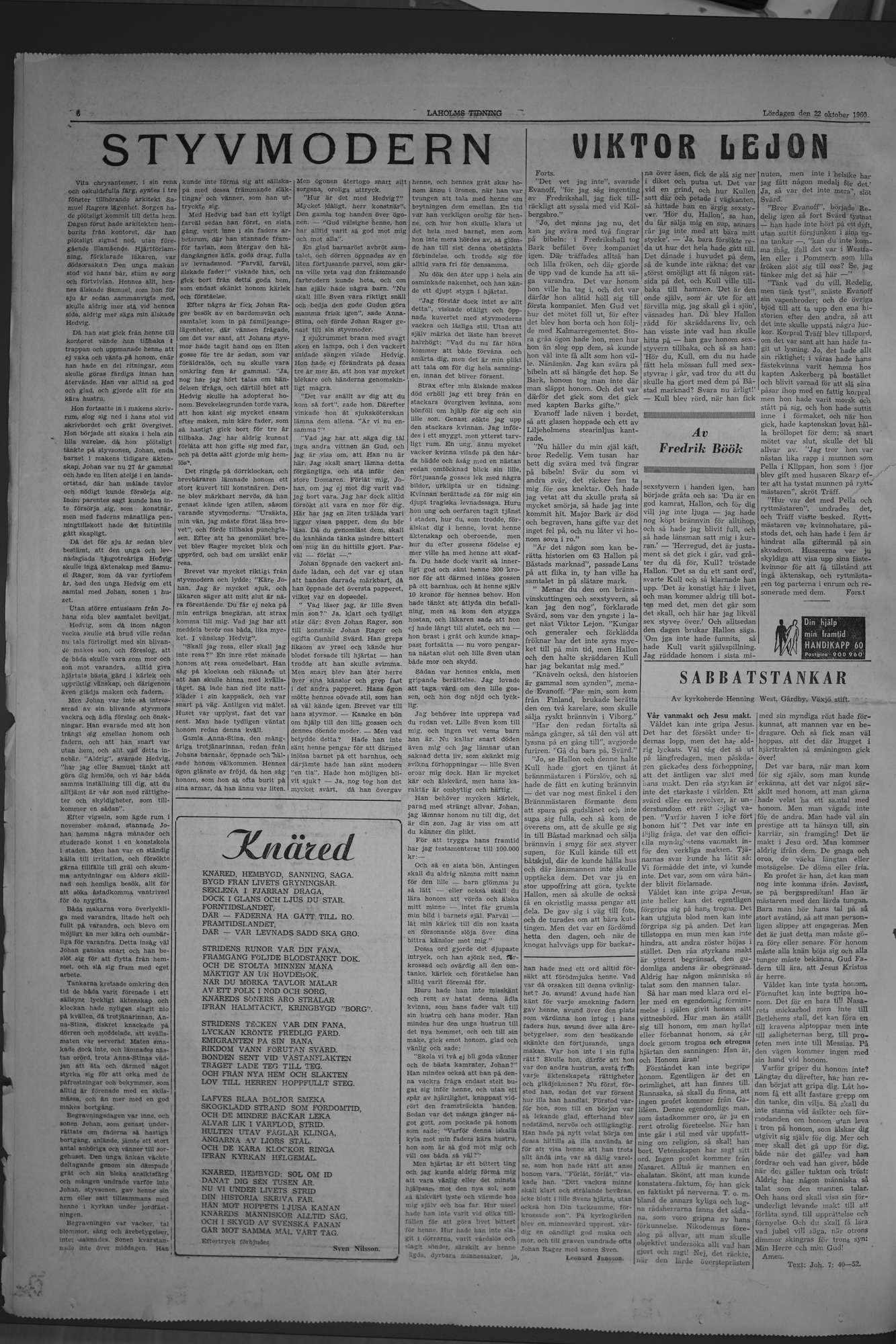 Laholms Tidning Lördag 22 oktober 1960, sida 6