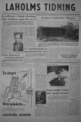 Förstasidan, Fredag 23 december 1960