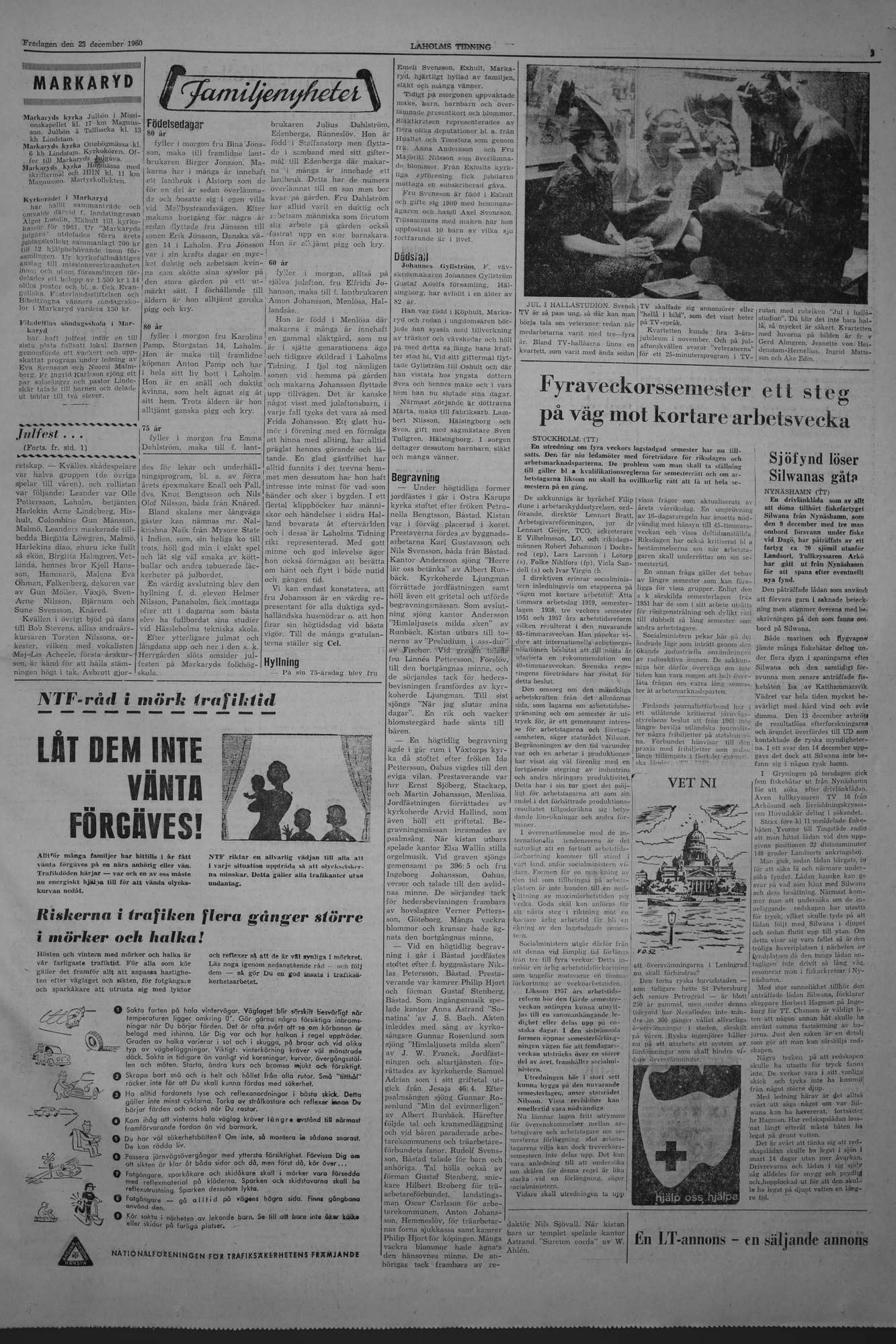 Laholms Tidning Fredag 23 december 1960, sida 3