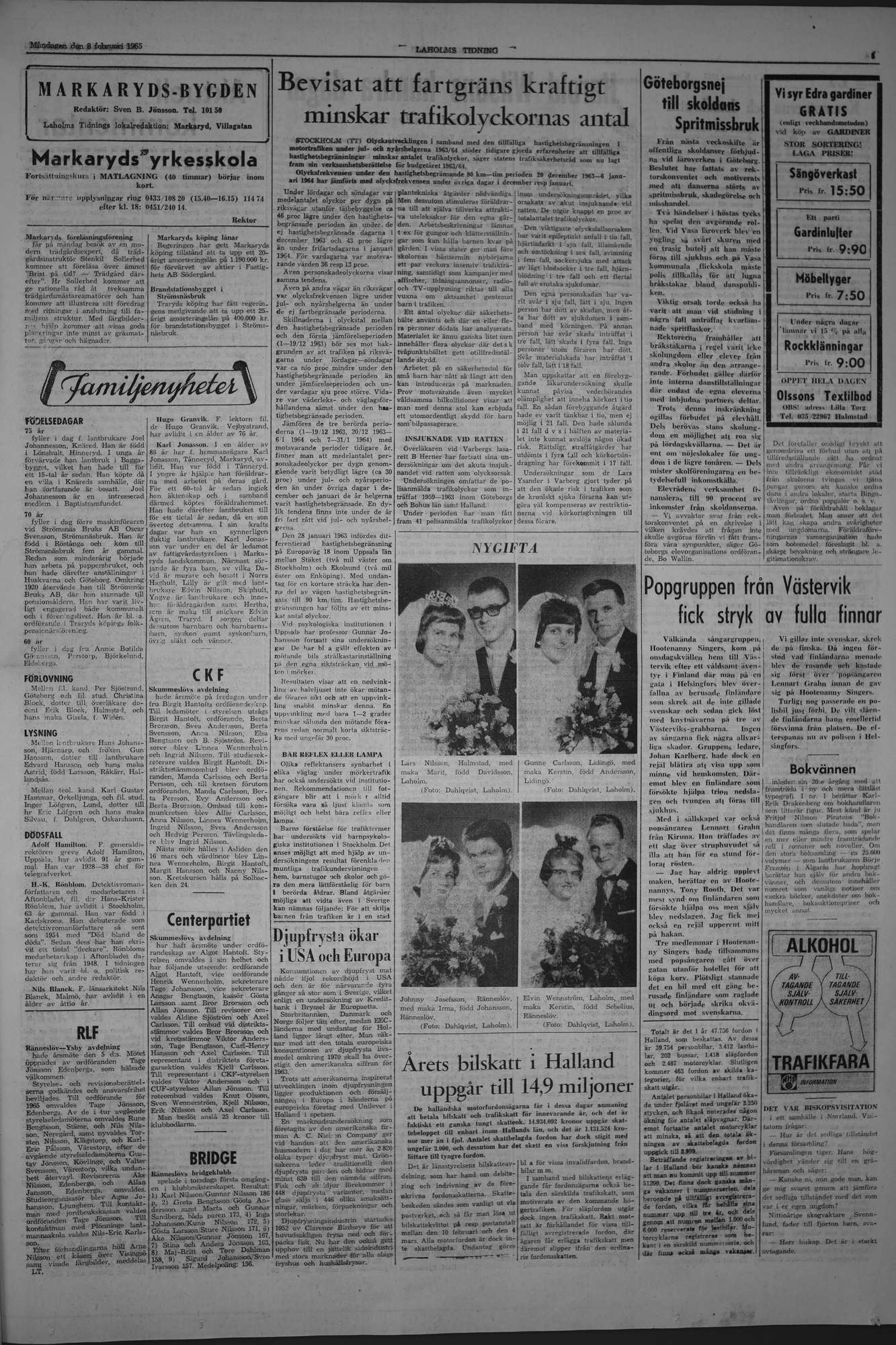 Laholms Tidning Måndag 8 februari 1965, sida 3