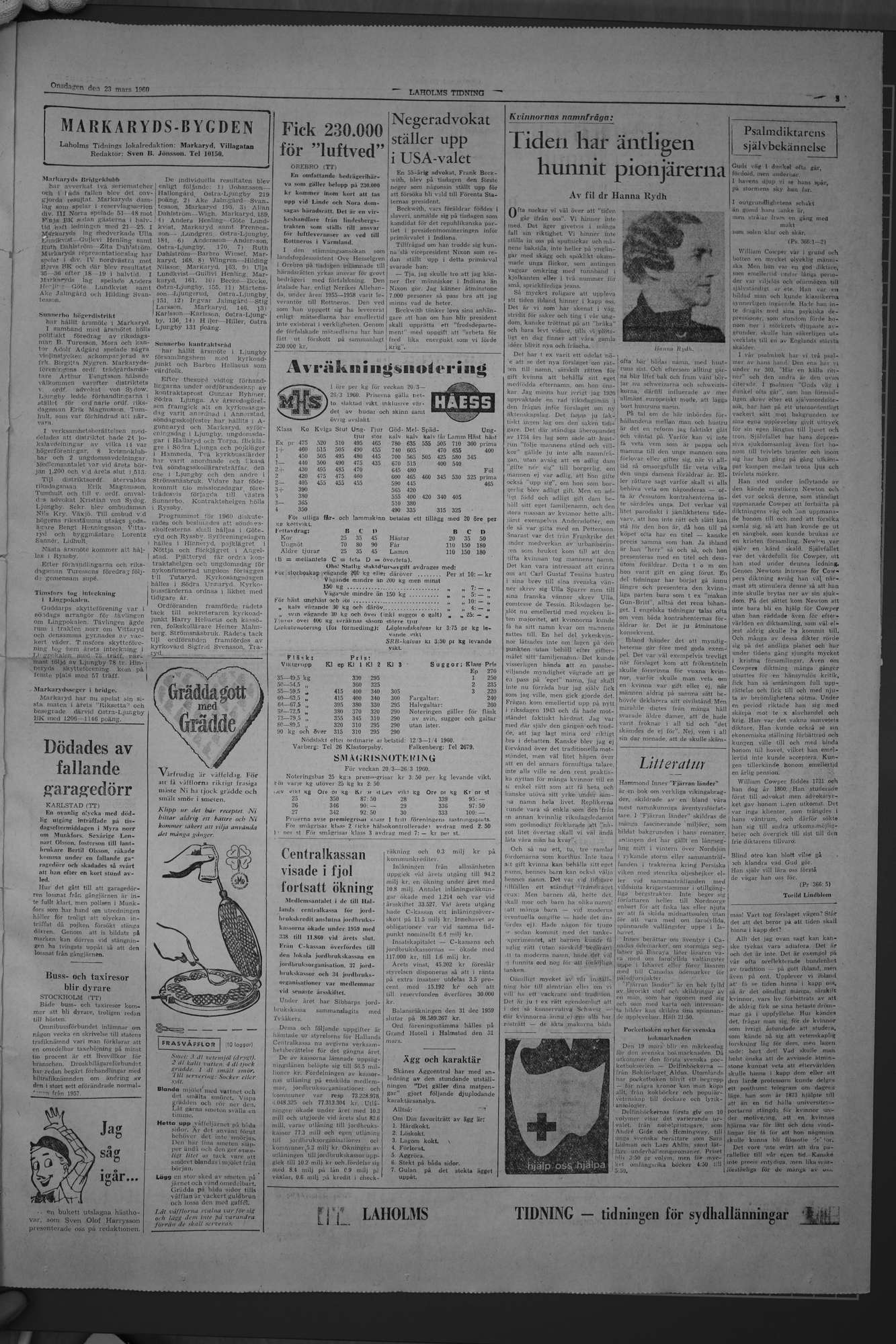 Laholms Tidning Onsdag 23 mars 1960, sida 3