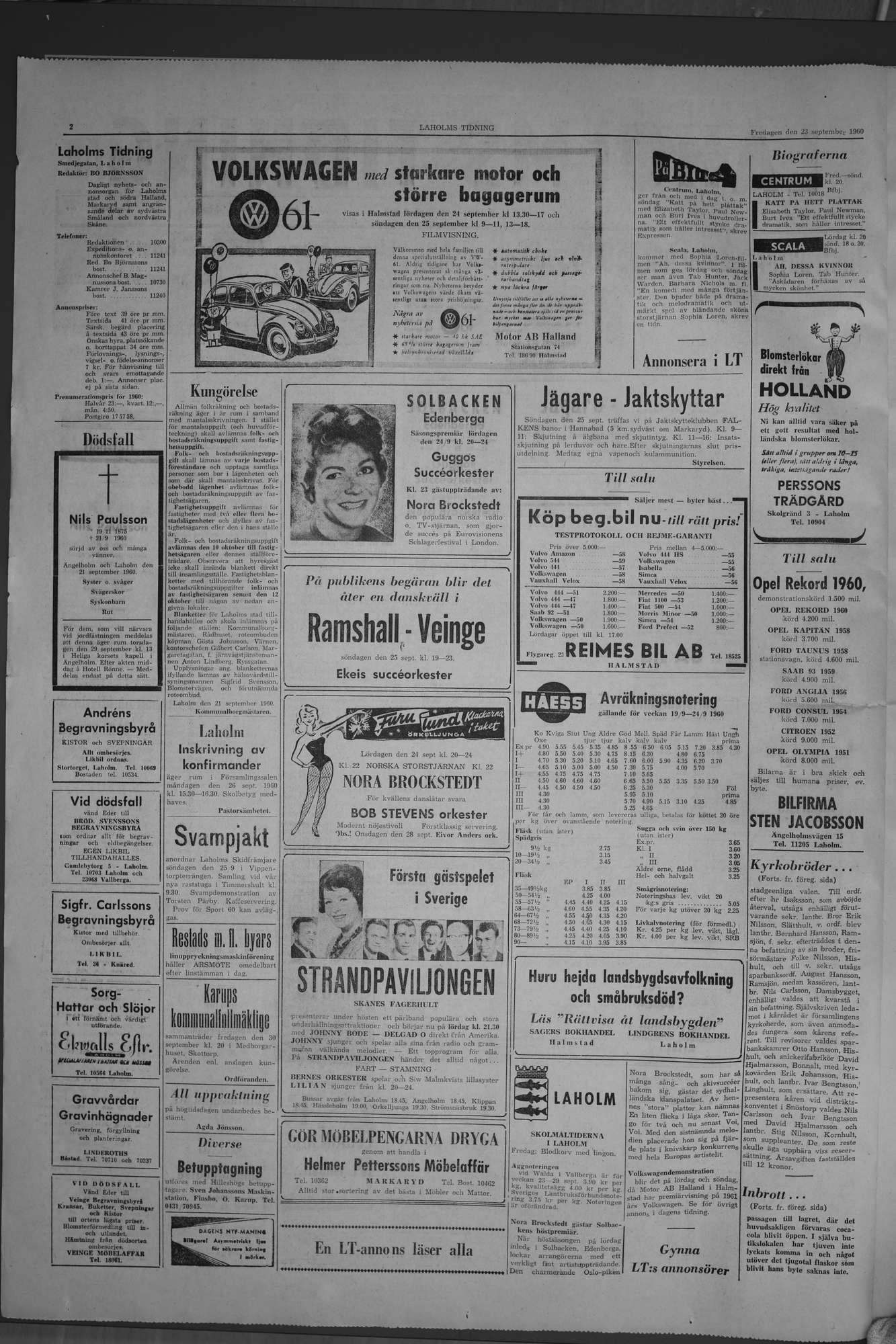 Laholms Tidning Fredag 23 september 1960, sida 2