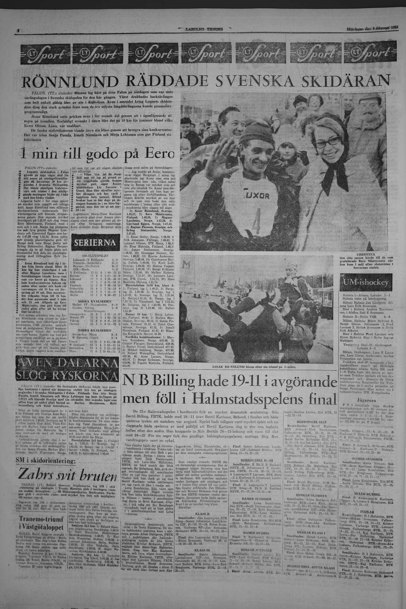 Laholms Tidning Måndag 8 februari 1965, sida 6