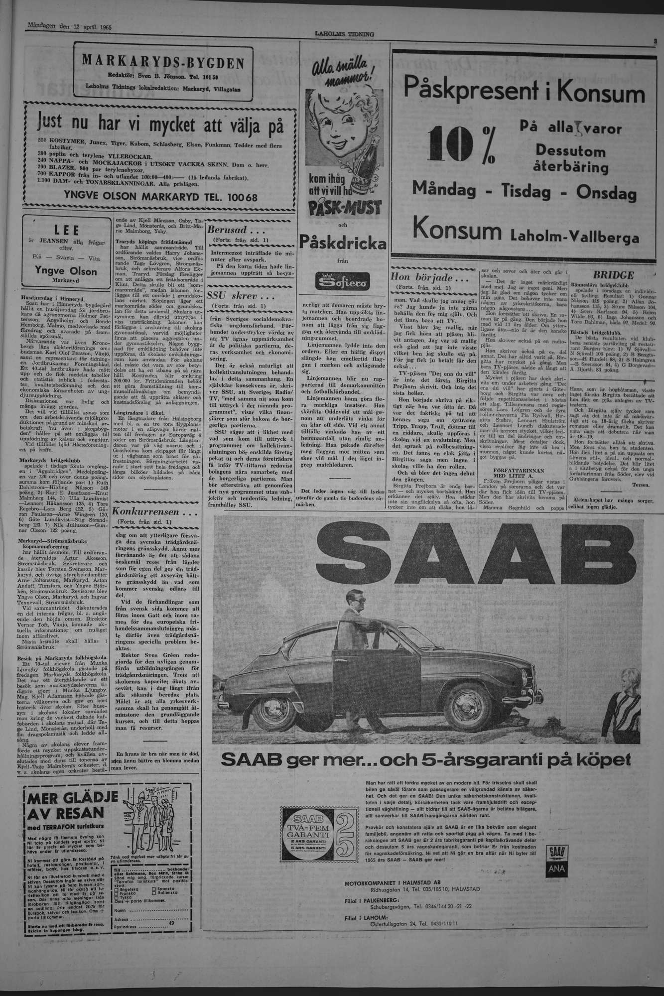Laholms Tidning Måndag 12 april 1965, sida 3