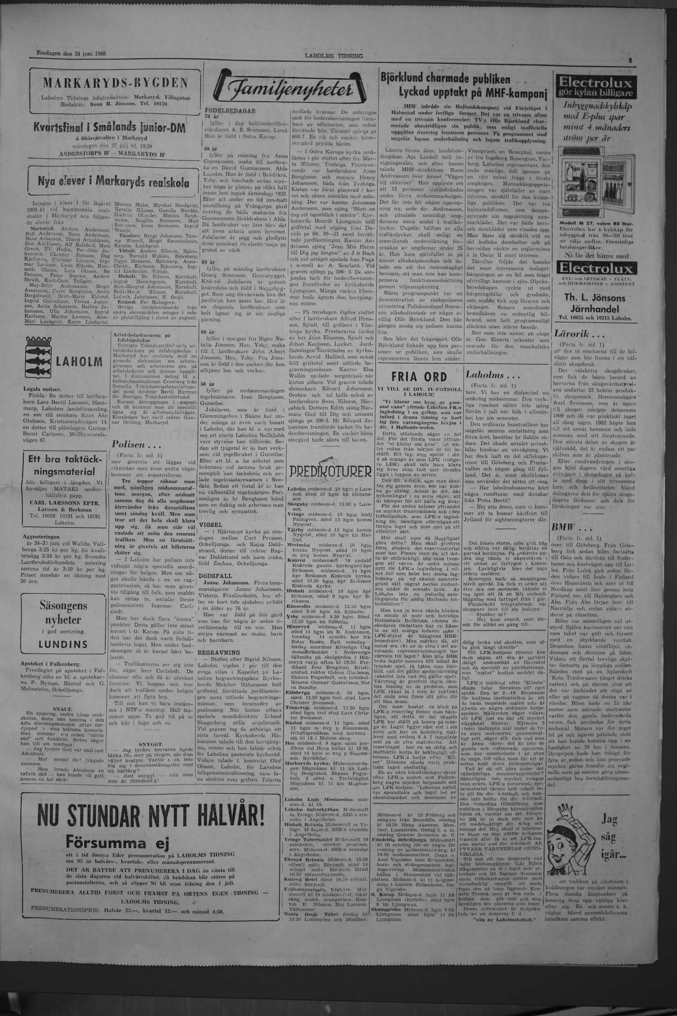Laholms Tidning Fredag 24 juni 1960, sida 3