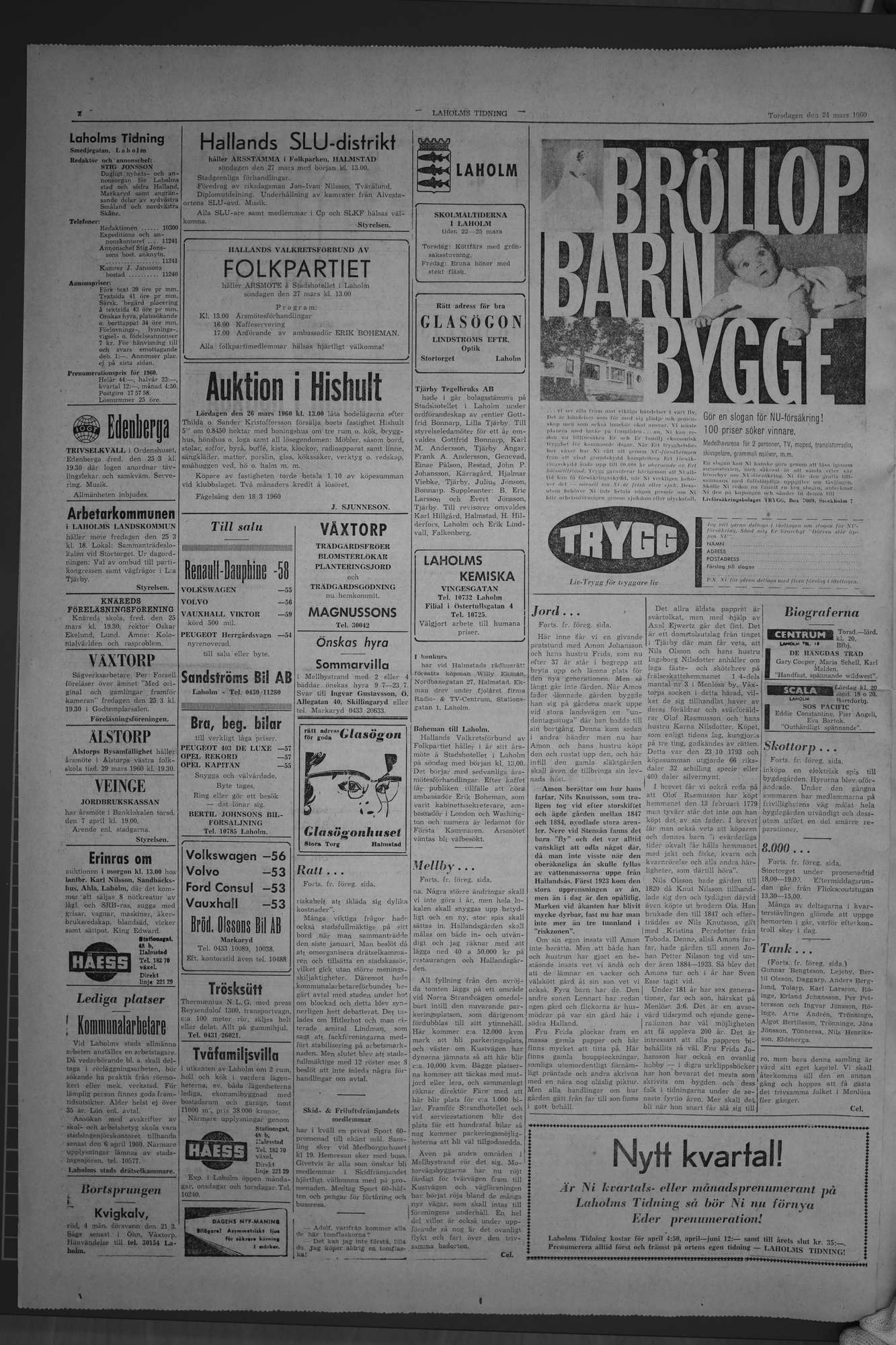 Laholms Tidning Torsdag 24 mars 1960, sida 2