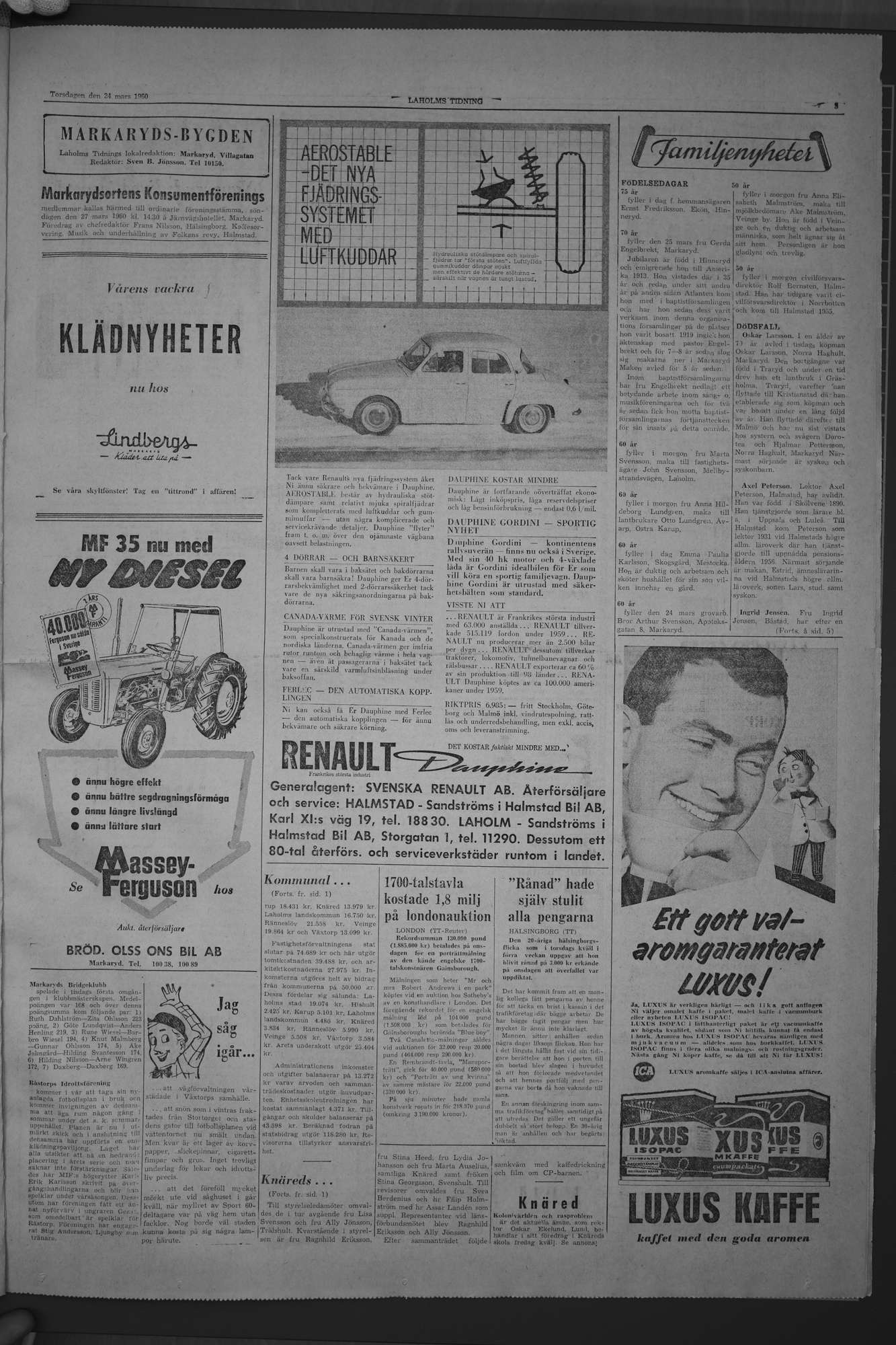 Laholms Tidning Torsdag 24 mars 1960, sida 3