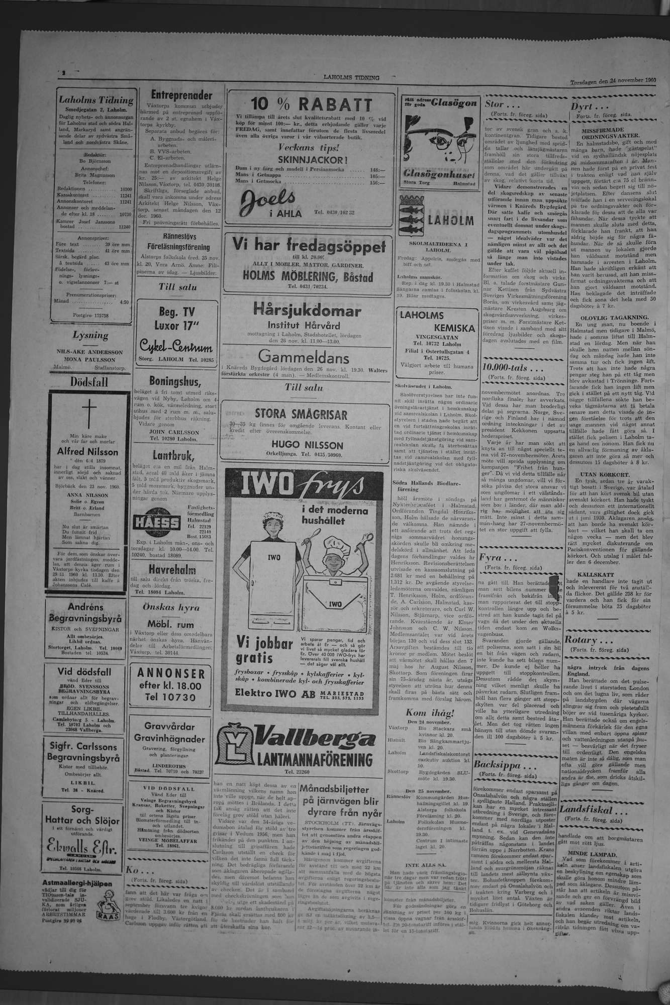 Laholms Tidning Torsdag 24 november 1960, sida 2