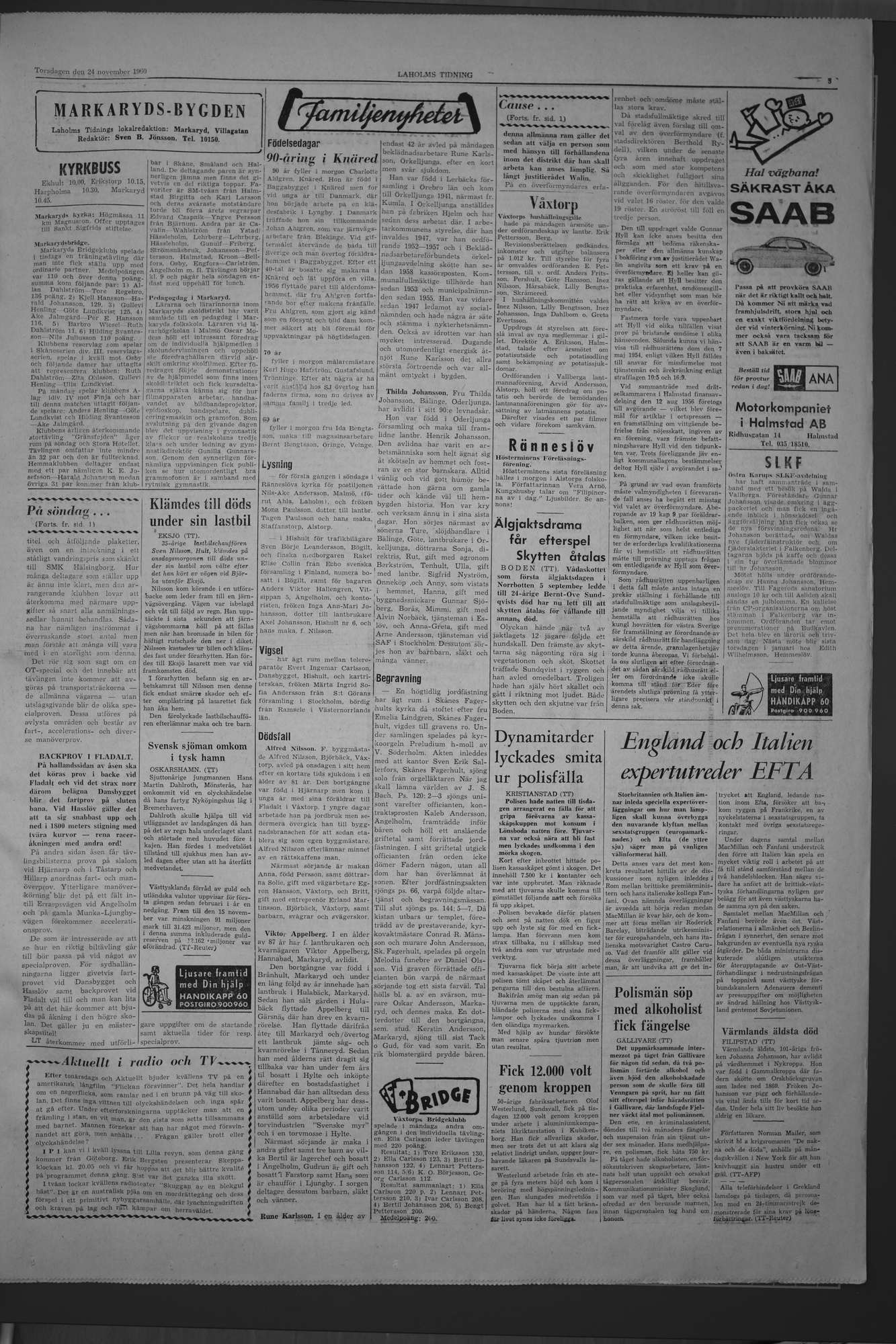 Laholms Tidning Torsdag 24 november 1960, sida 3