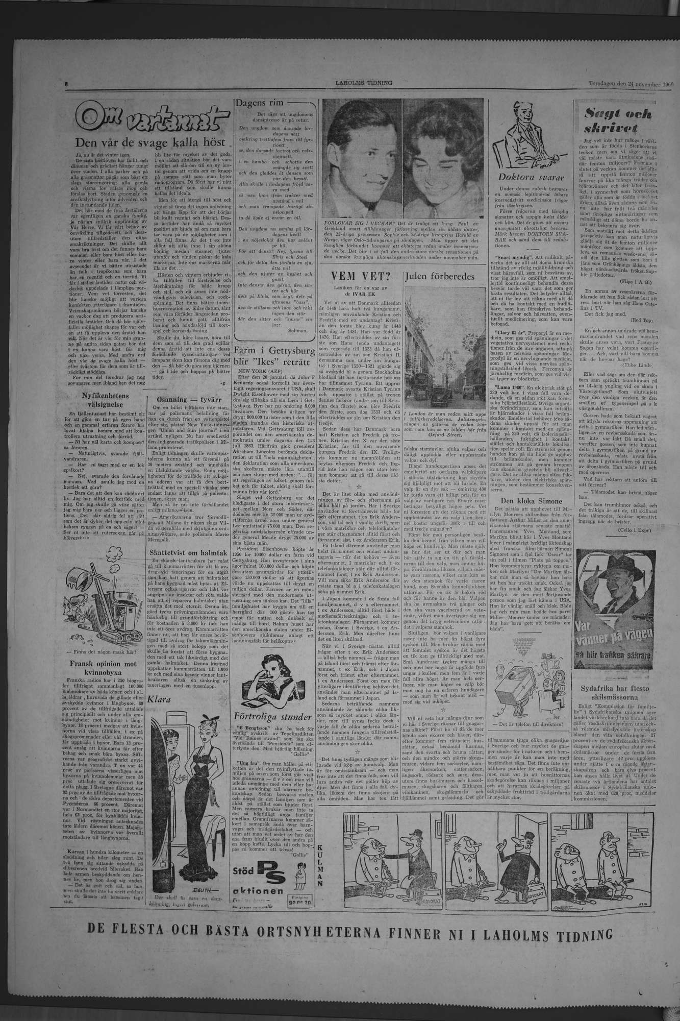 Laholms Tidning Torsdag 24 november 1960, sida 6