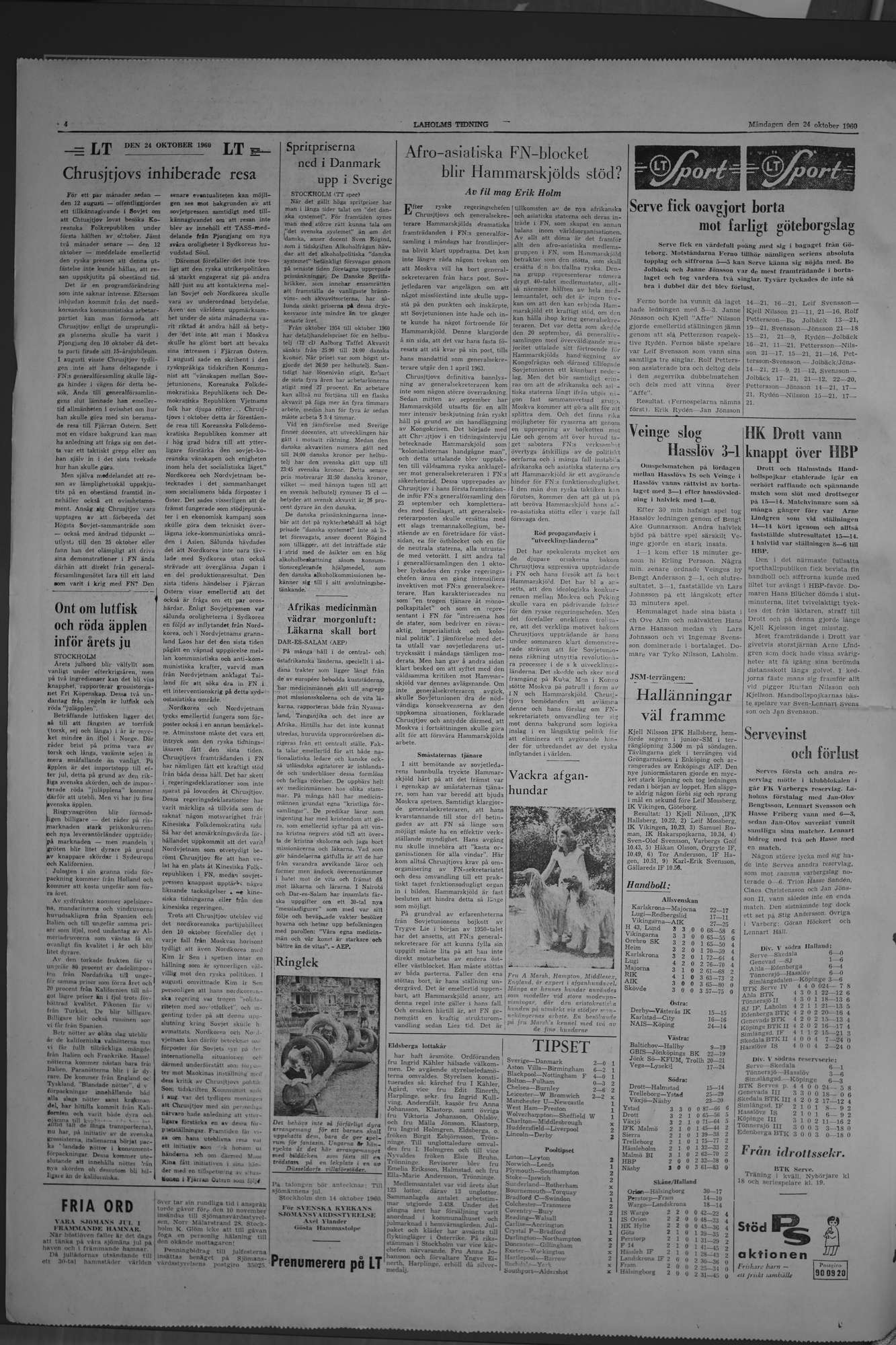 Laholms Tidning Måndag 24 oktober 1960, sida 4