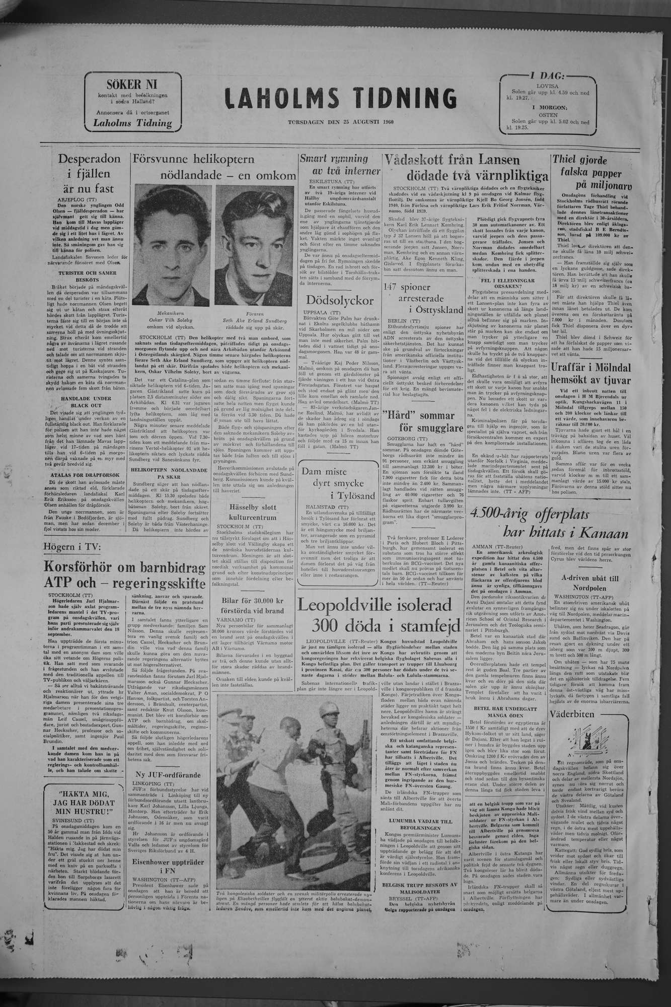 Laholms Tidning Torsdag 25 augusti 1960, sida 8