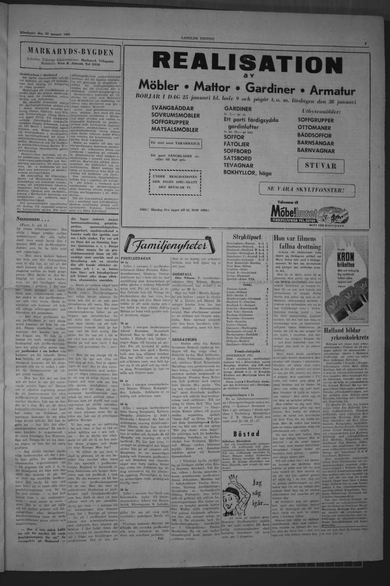 Laholms Tidning Måndag 25 januari 1960, sida 3