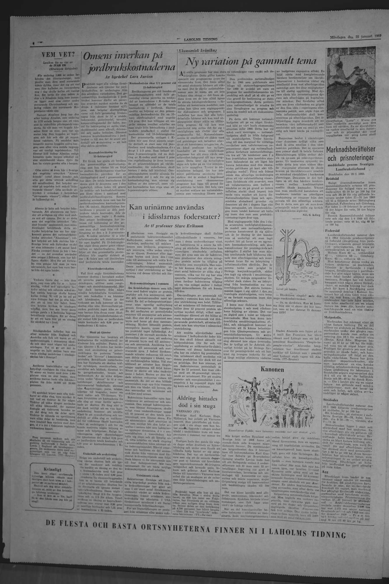 Laholms Tidning Måndag 25 januari 1960, sida 4