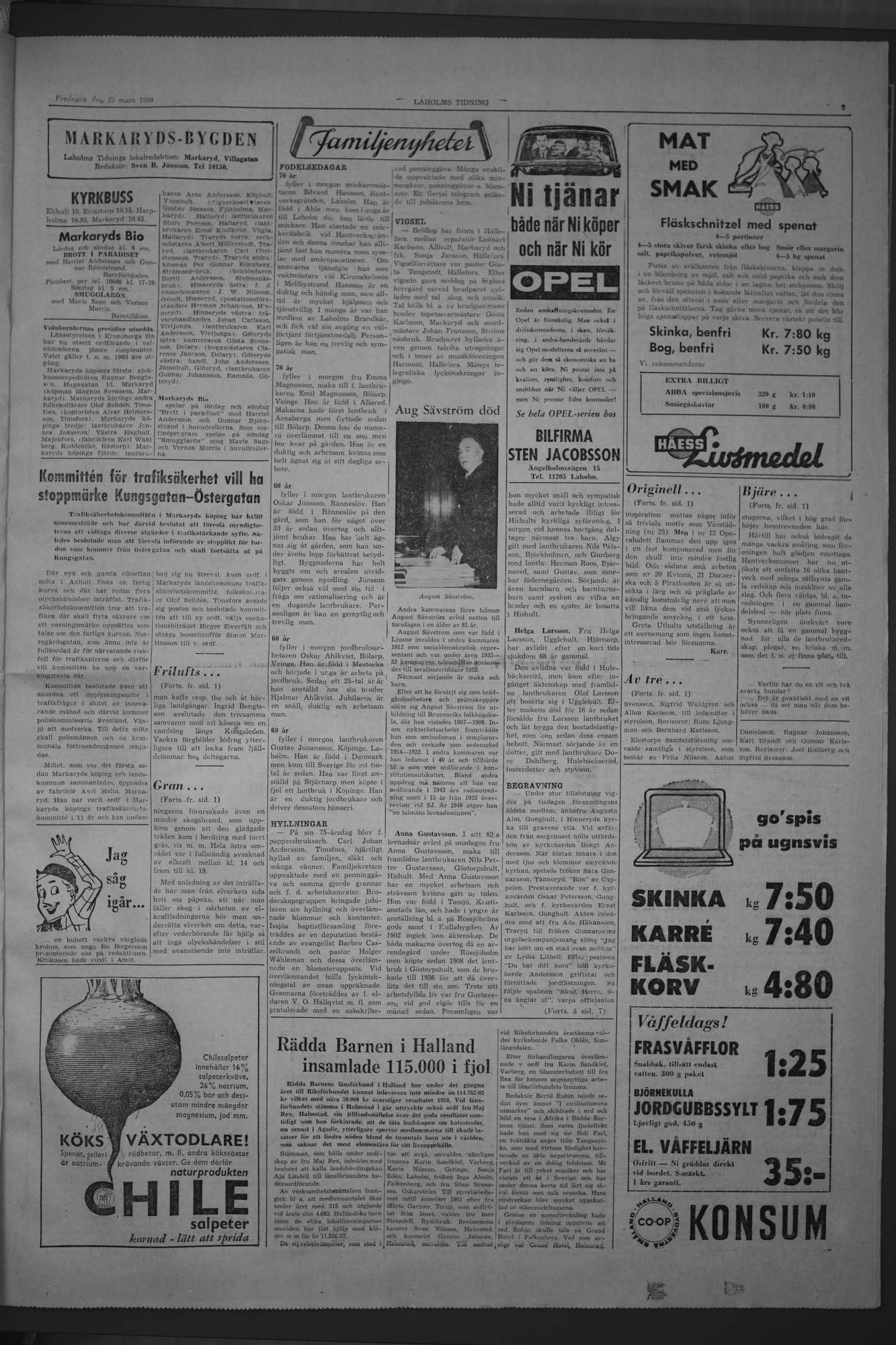Laholms Tidning Fredag 25 mars 1960, sida 3