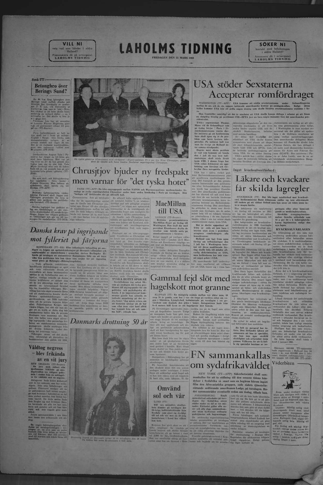 Laholms Tidning Fredag 25 mars 1960, sida 8