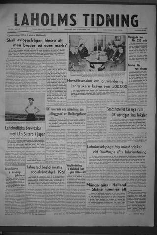 Förstasidan, Fredag 25 november 1960