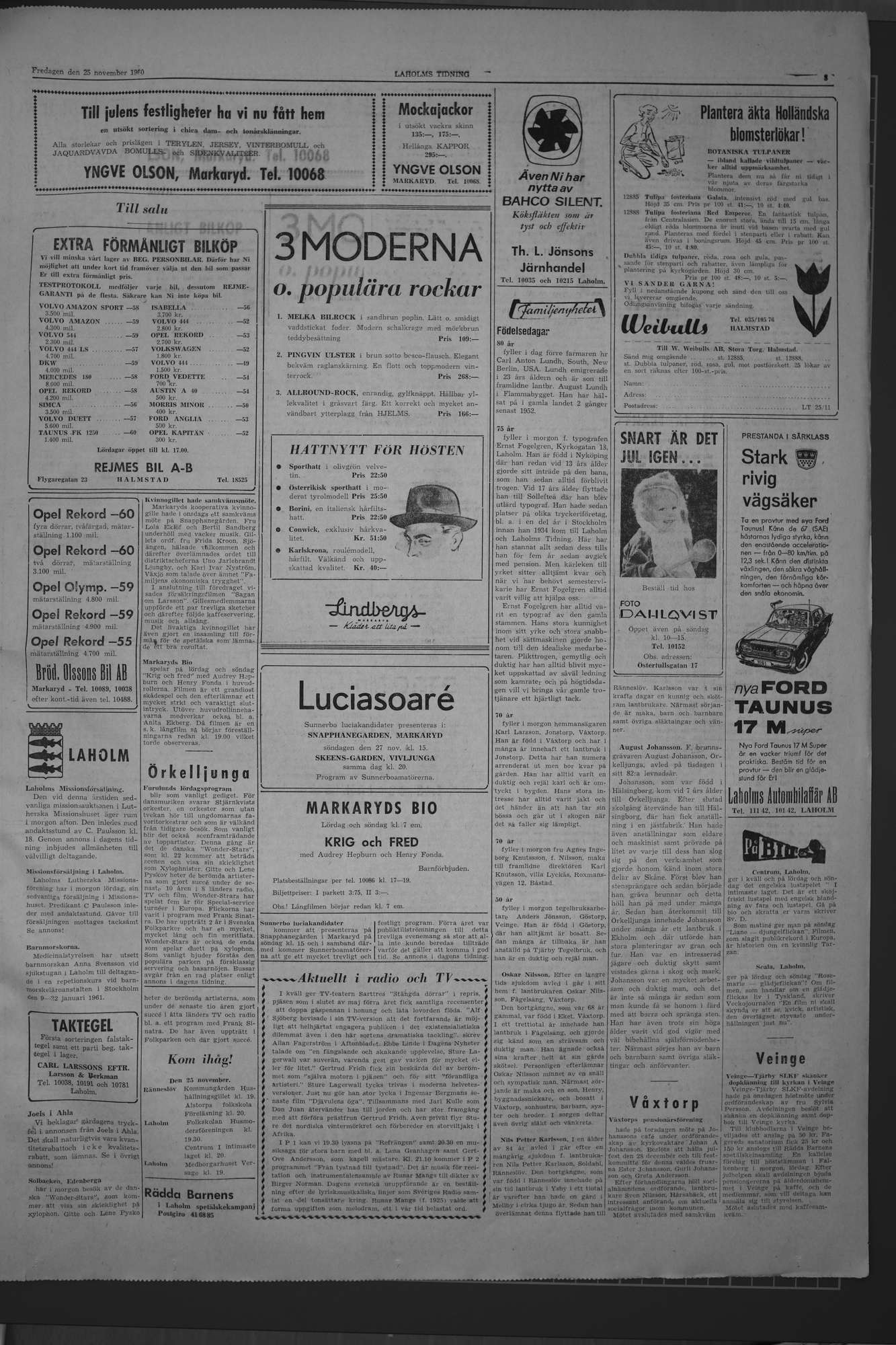Laholms Tidning Fredag 25 november 1960, sida 3