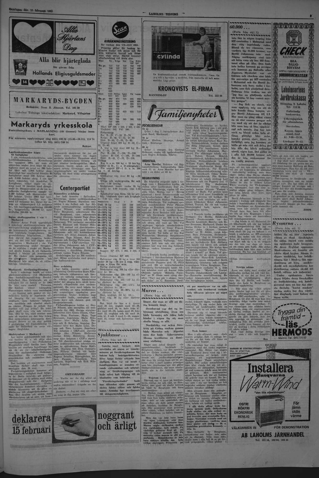 Laholms Tidning Onsdag 10 februari 1965, sida 3