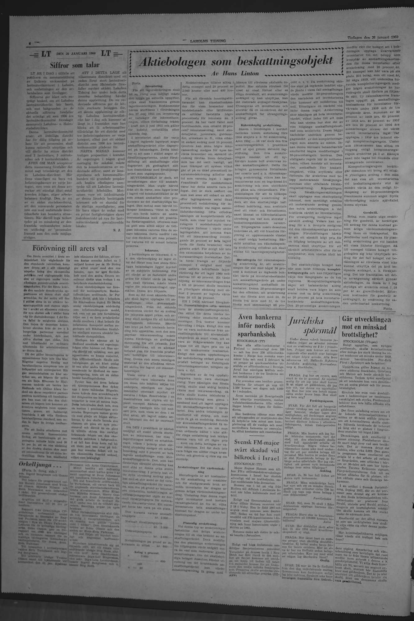 Laholms Tidning Tisdag 26 januari 1960, sida 4