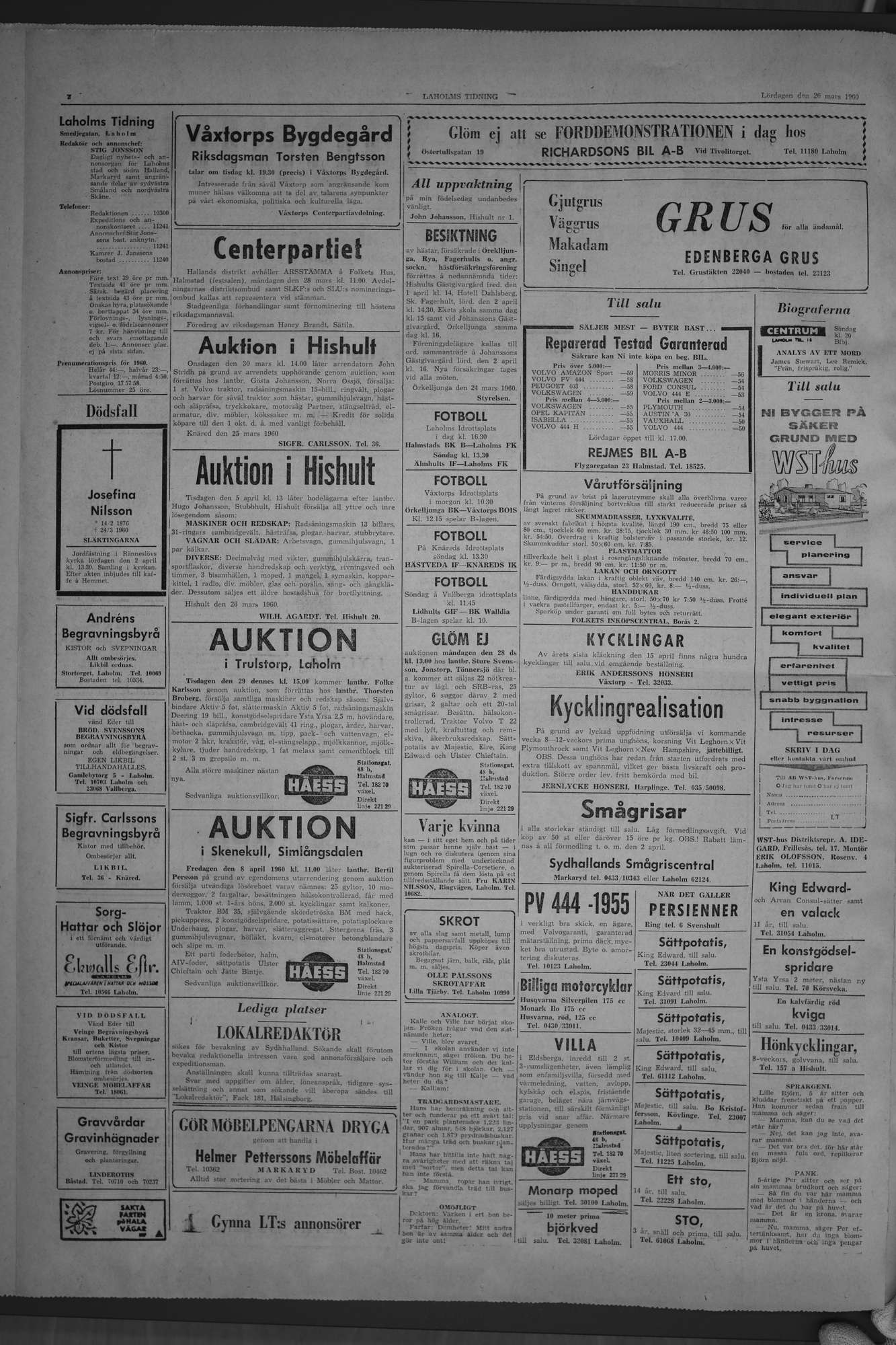 Laholms Tidning Lördag 26 mars 1960, sida 2