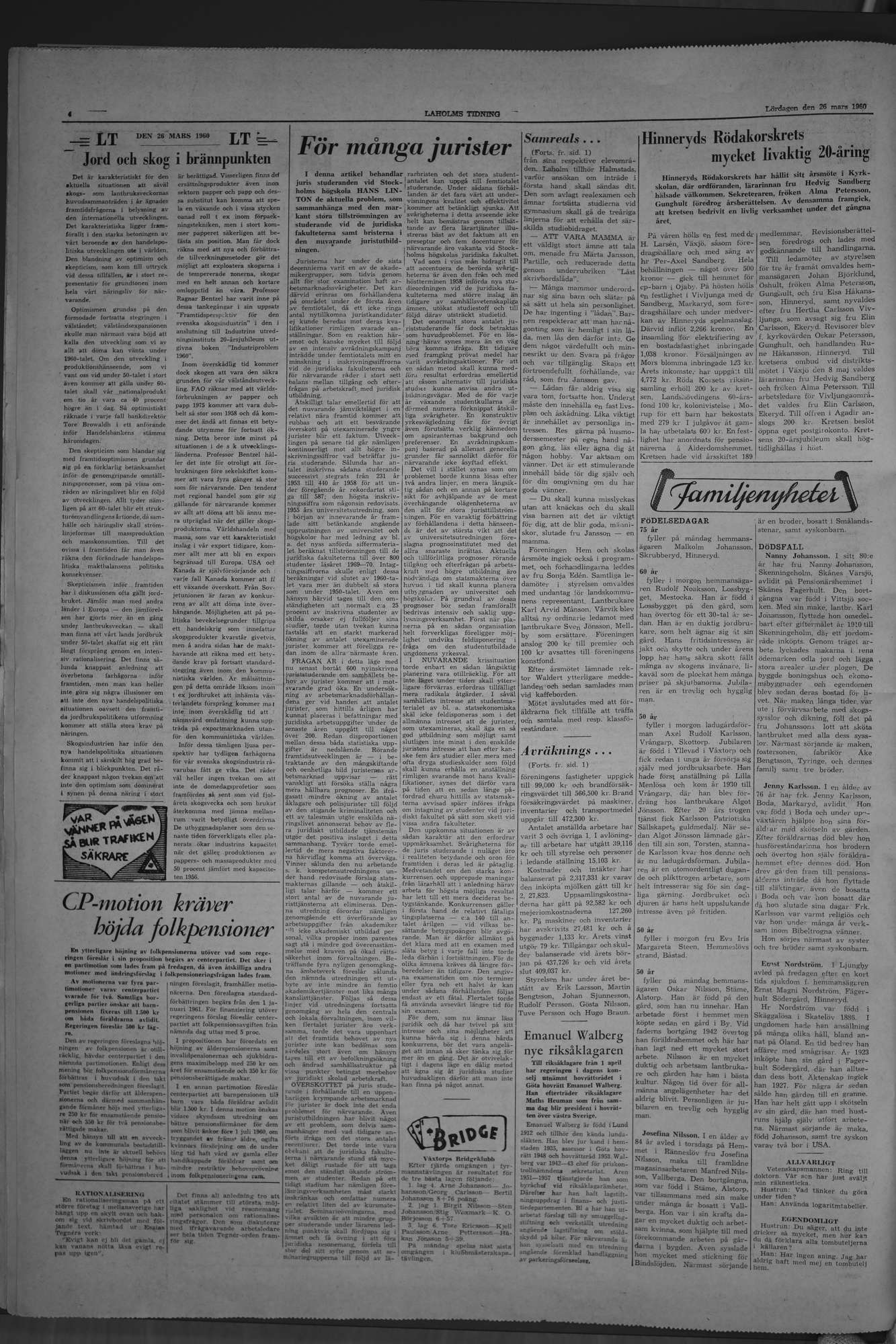 Laholms Tidning Lördag 26 mars 1960, sida 4