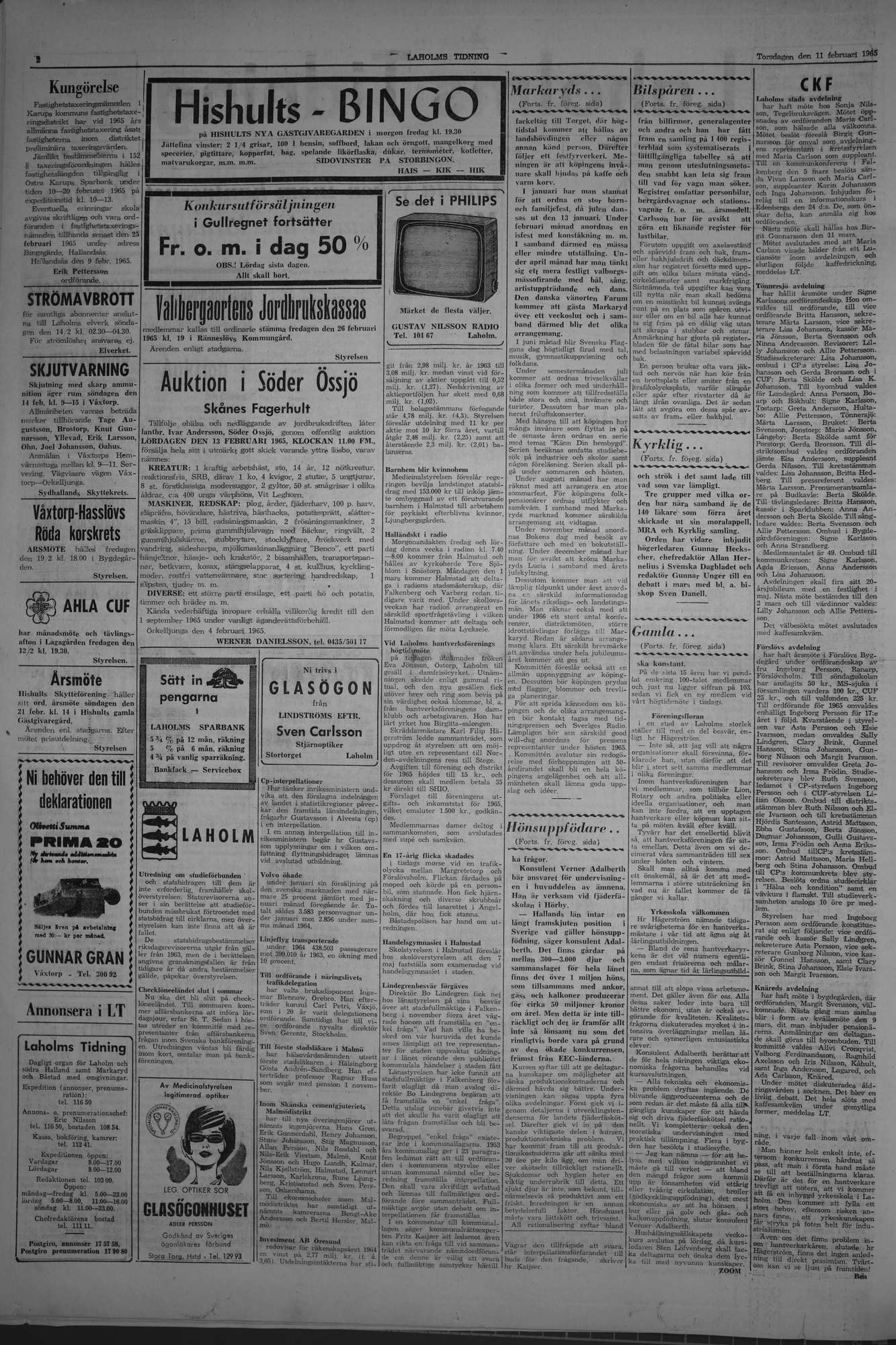 Laholms Tidning Torsdag 11 februari 1965, sida 2