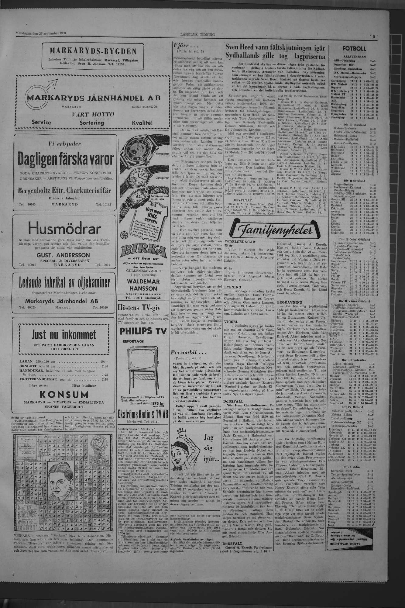 Laholms Tidning Måndag 26 september 1960, sida 3