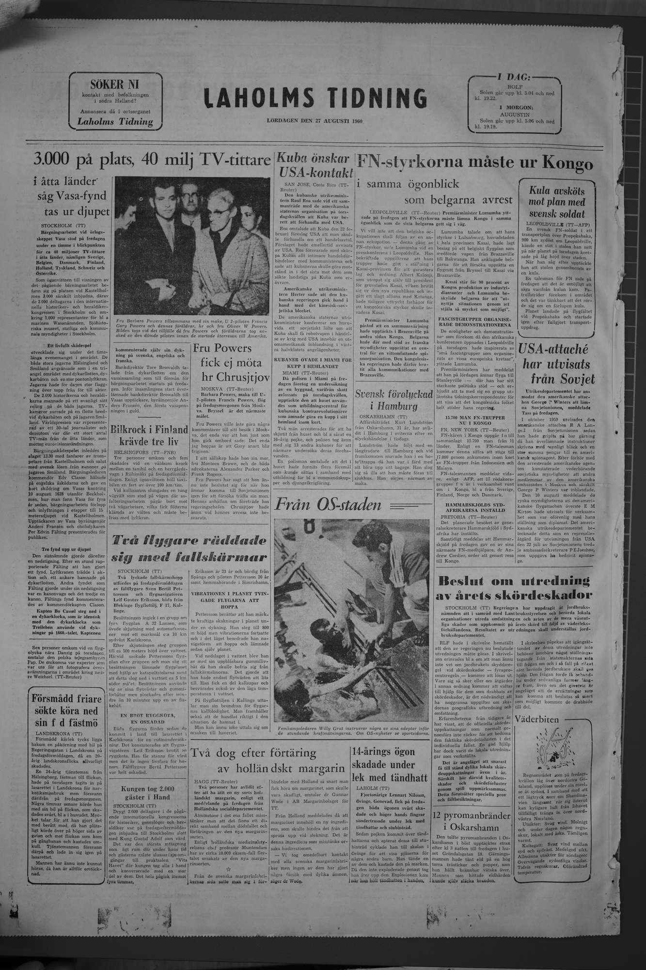 Laholms Tidning Lördag 27 augusti 1960, sida 8