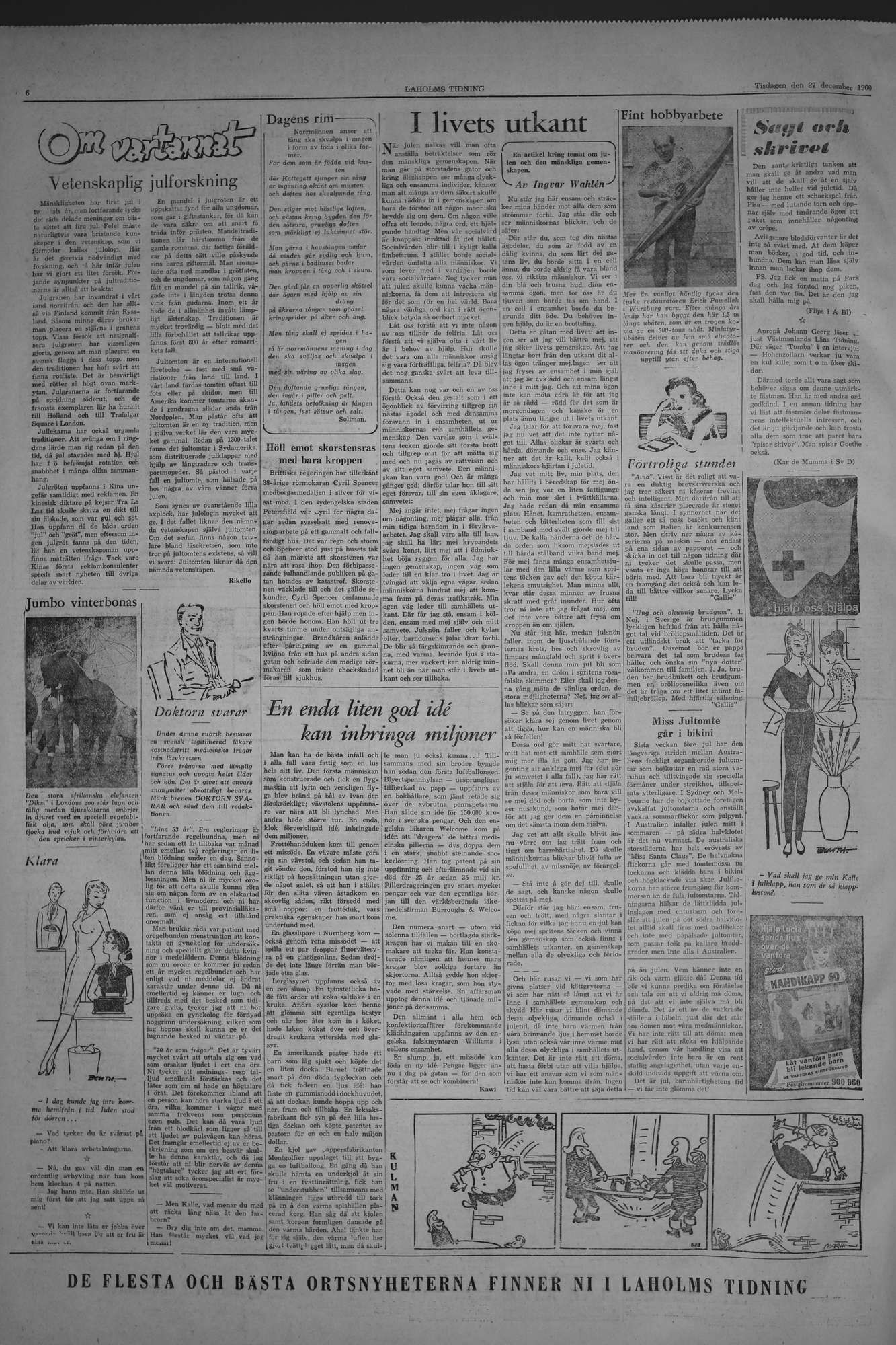Laholms Tidning Tisdag 27 december 1960, sida 6