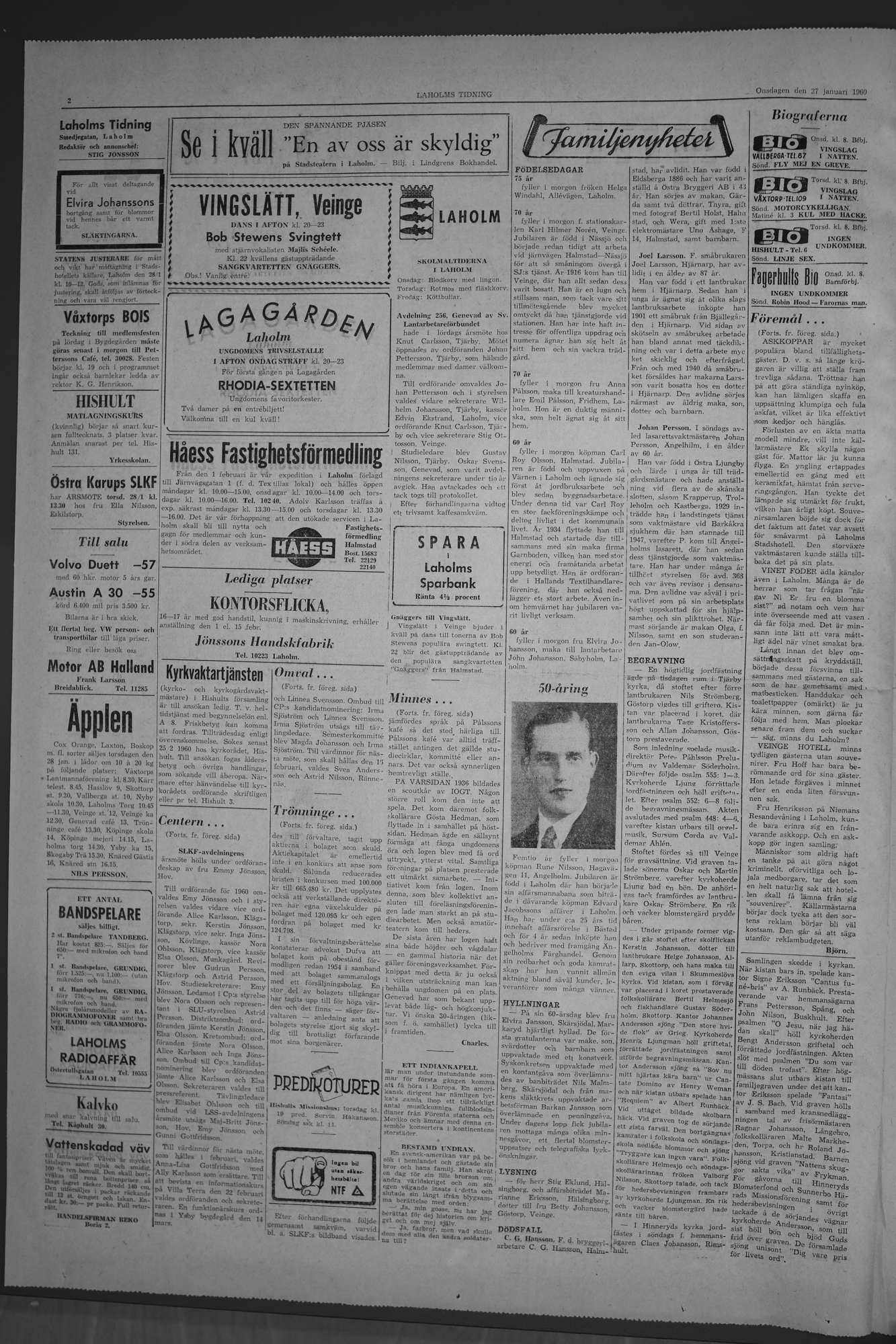 Laholms Tidning Onsdag 27 januari 1960, sida 2