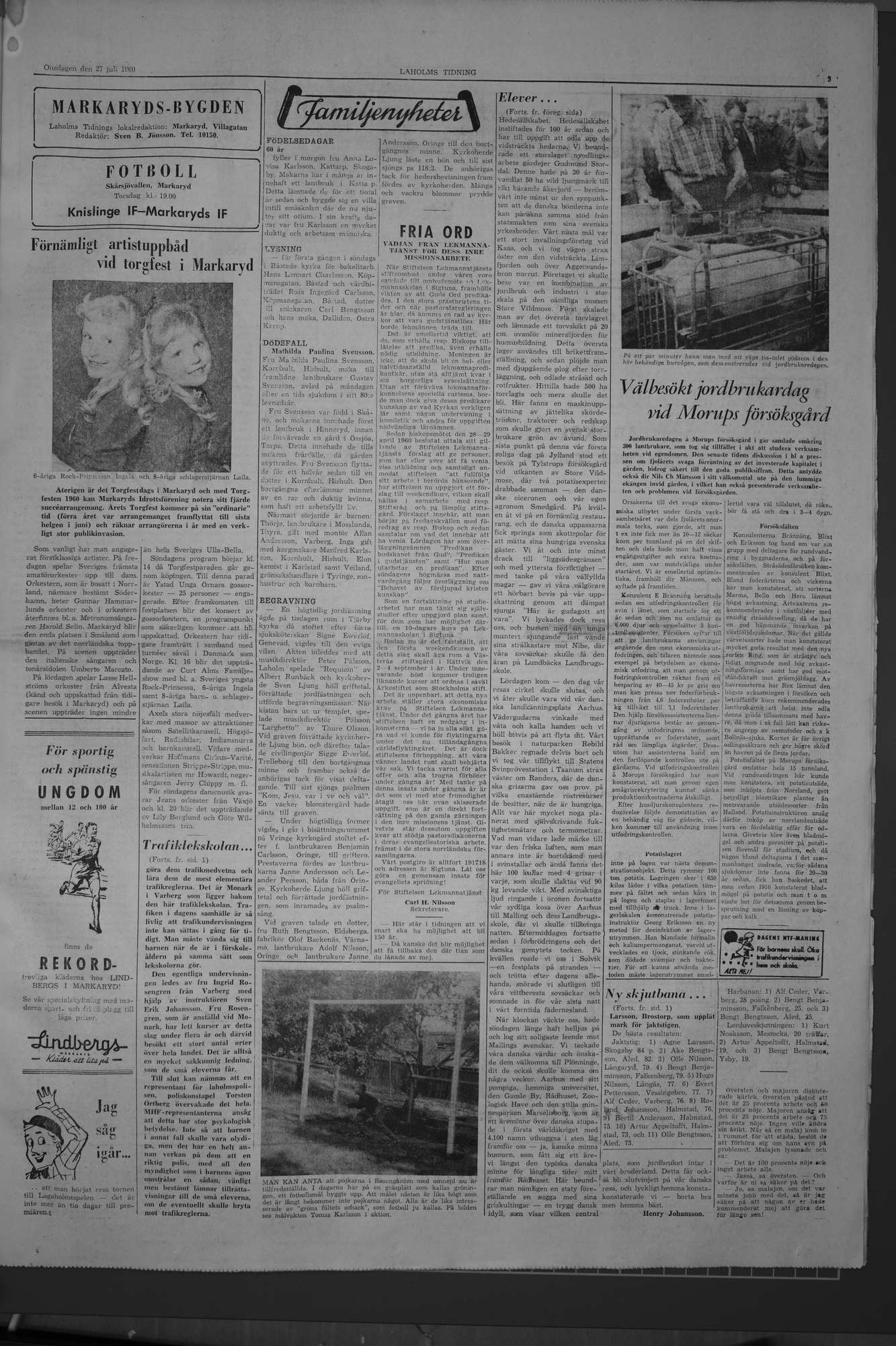 Laholms Tidning Onsdag 27 juli 1960, sida 3